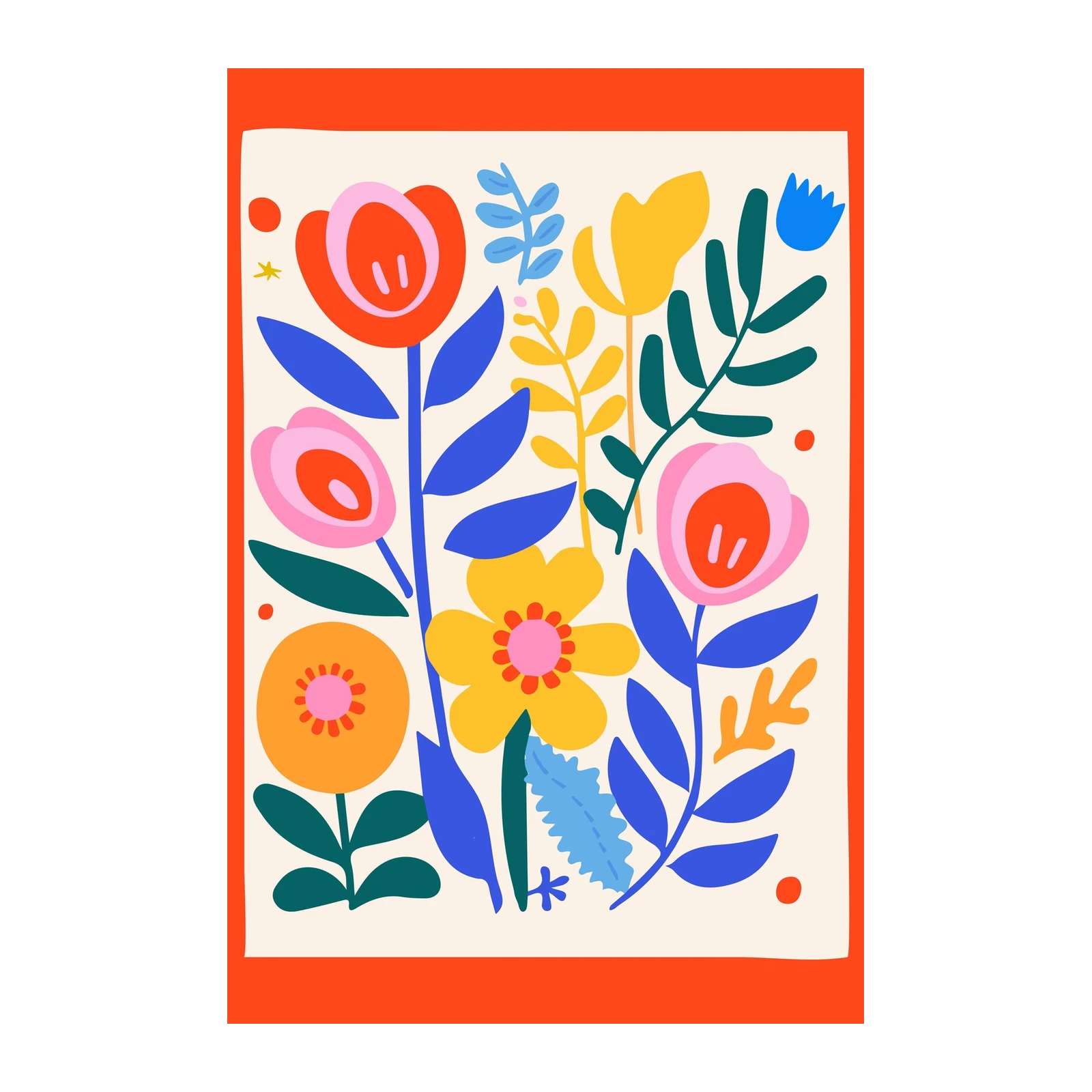Vibrant Floral Folk Art Wall Art