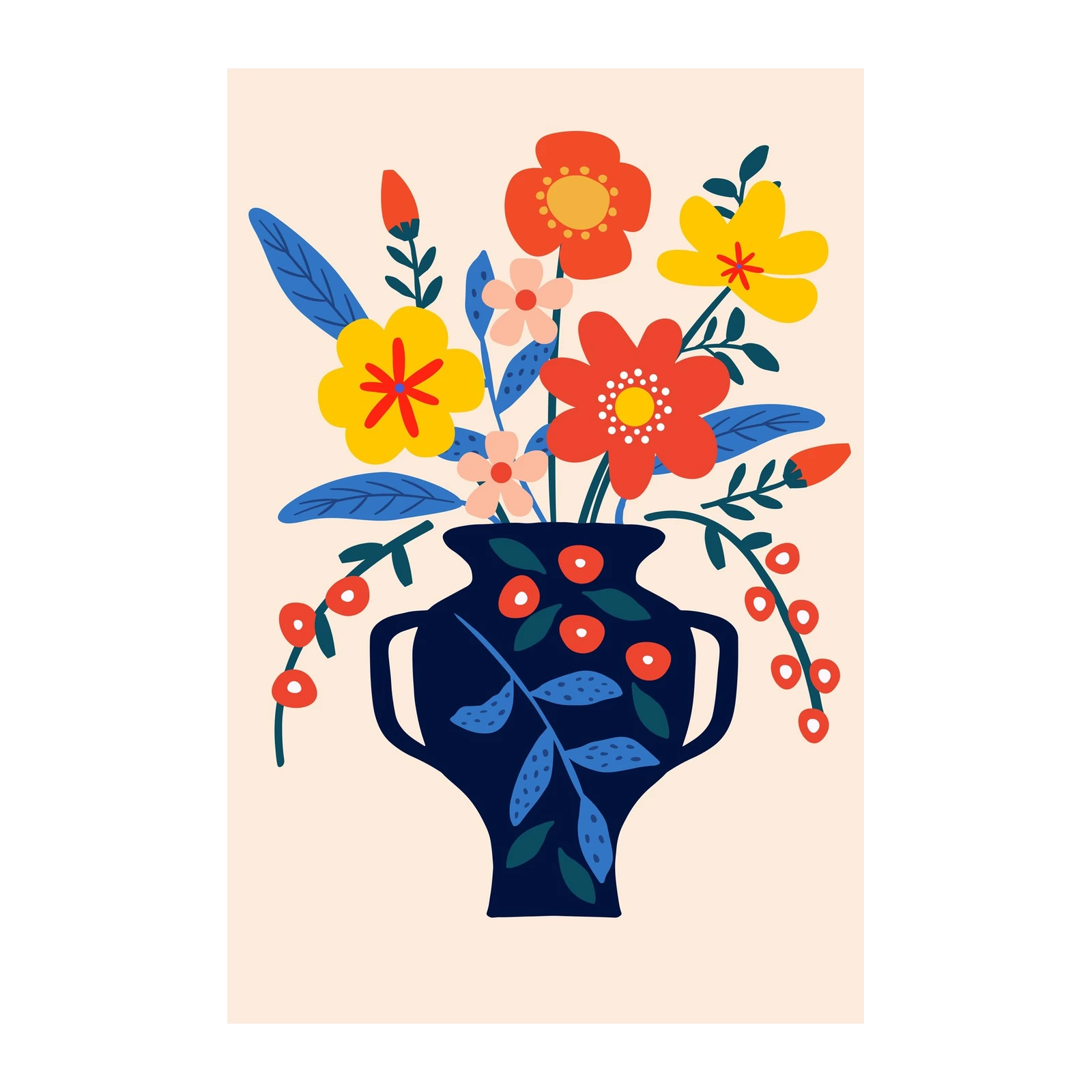 Vibrant Floral Bouquet Modern Wall Art Wall Art