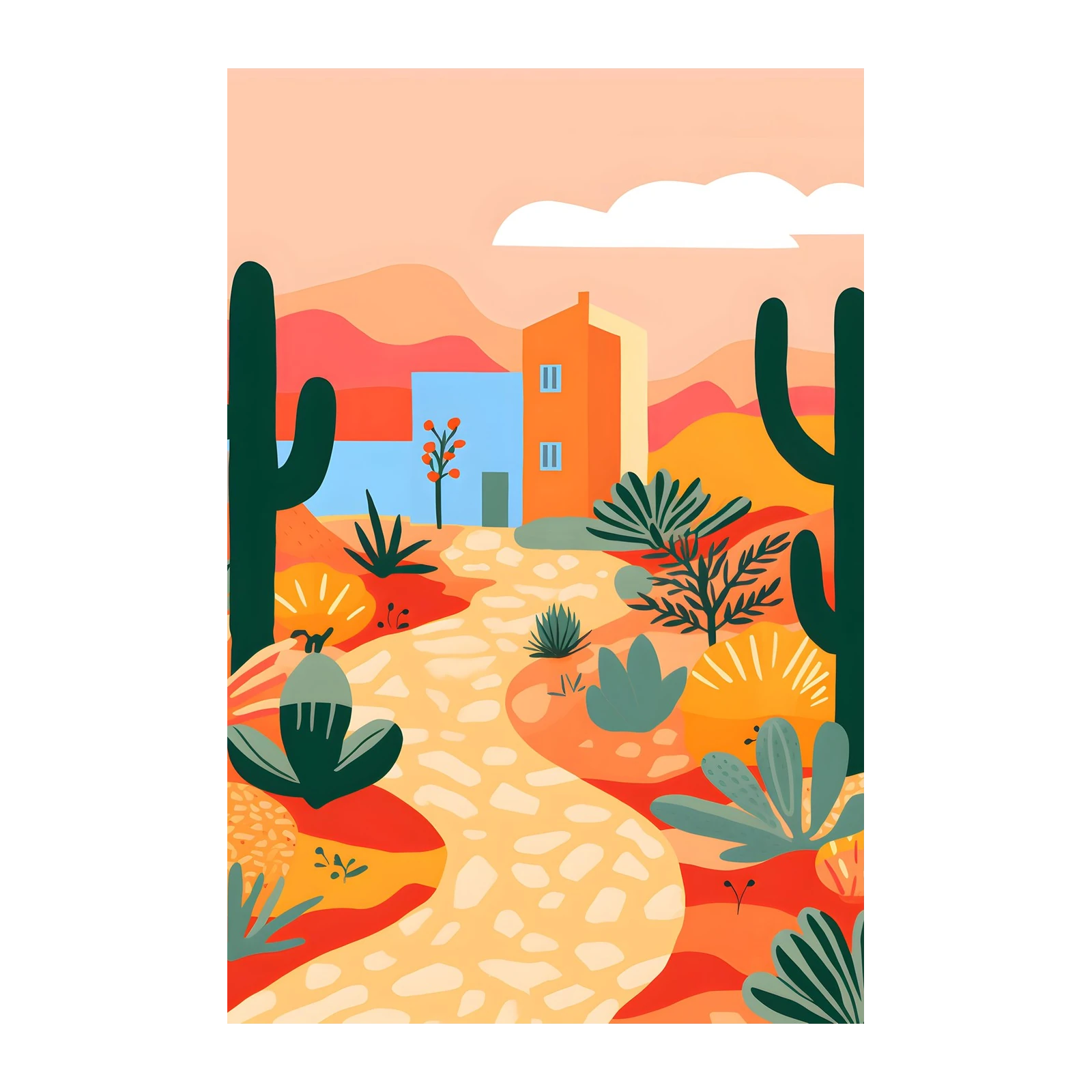 Desert Oasis Mid-Century Modern Wall Art
