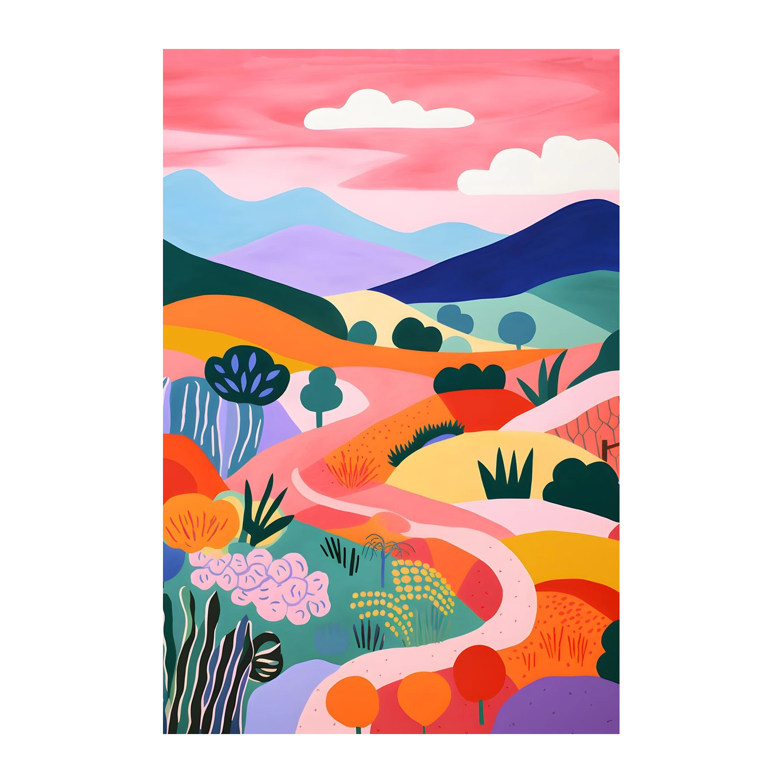 Vibrant Hillside Landscape Wall Art