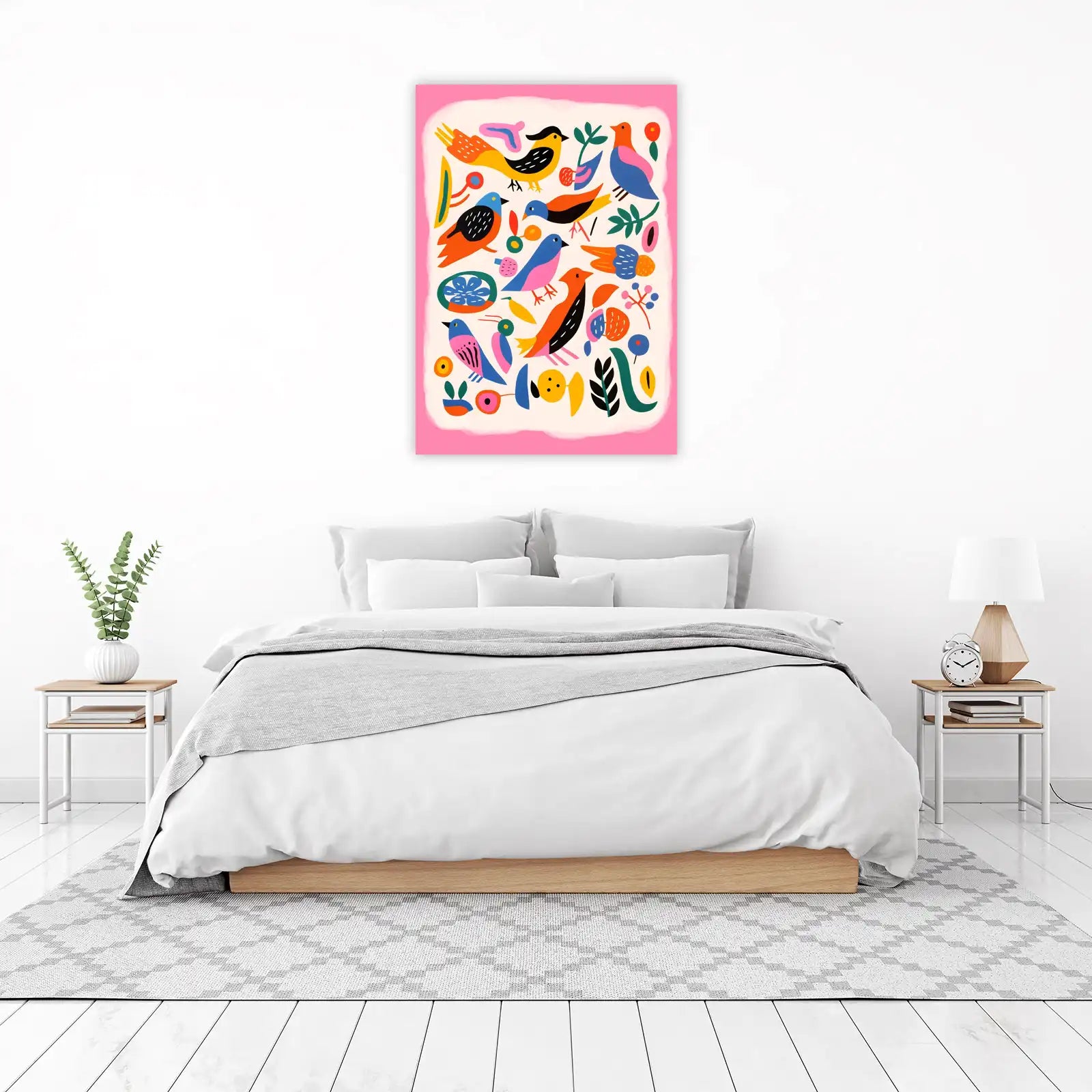 Whimsical Folk Birds Delight Wall Art