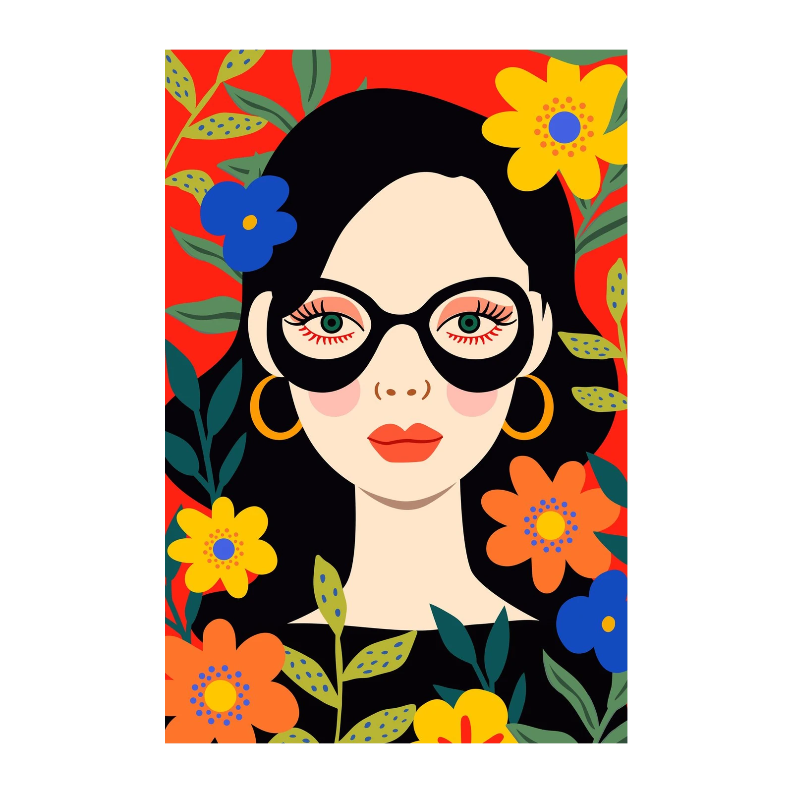 Boho Chic Floral Portrait Wall Art