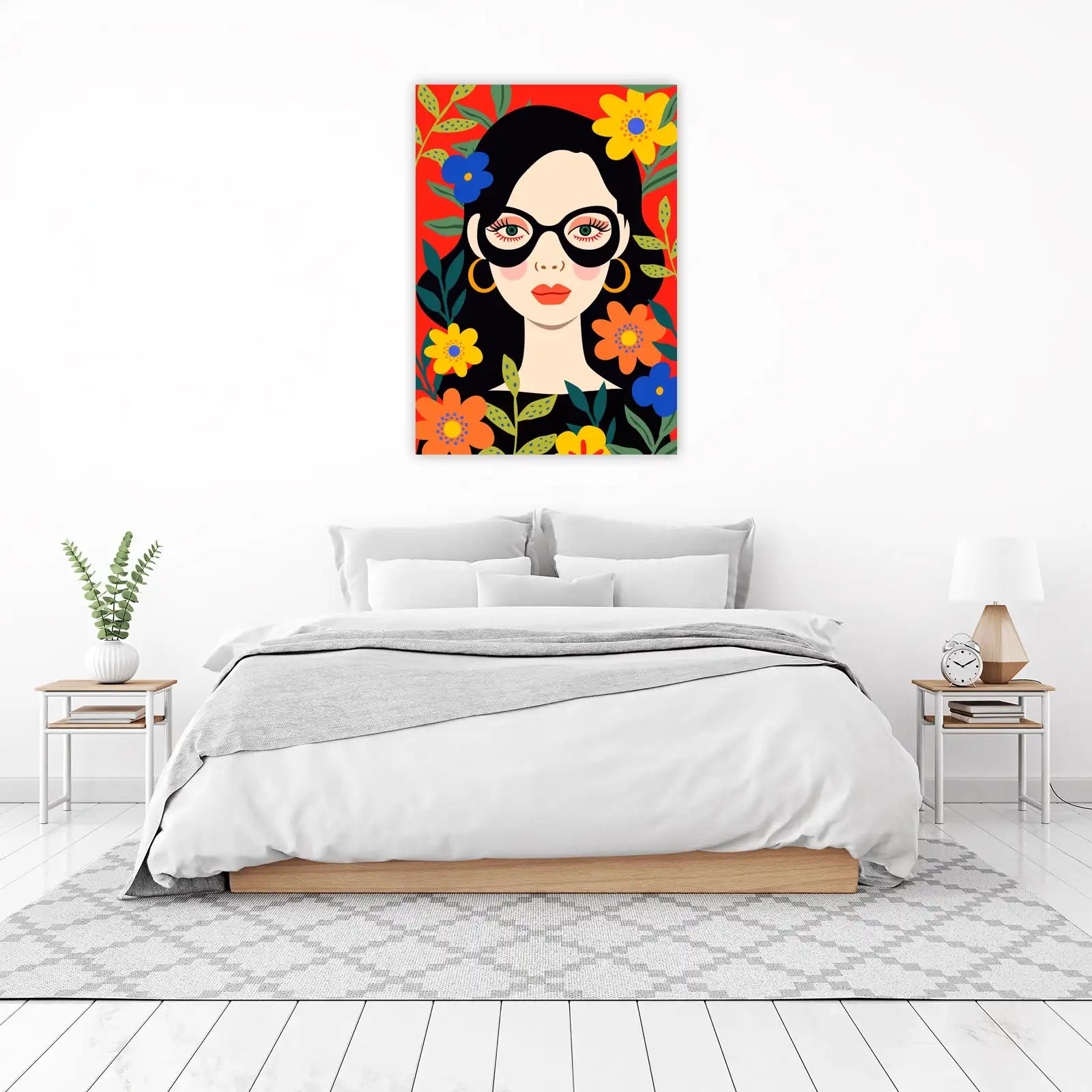 Boho Chic Floral Portrait Wall Art