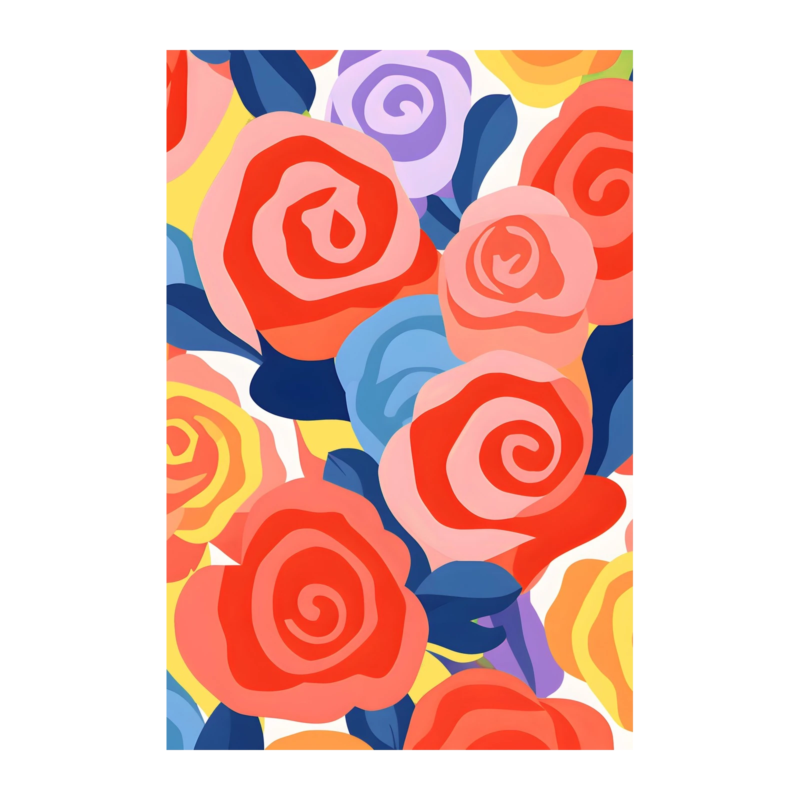 Vibrant Floral Swirls Pop Art Wall Art