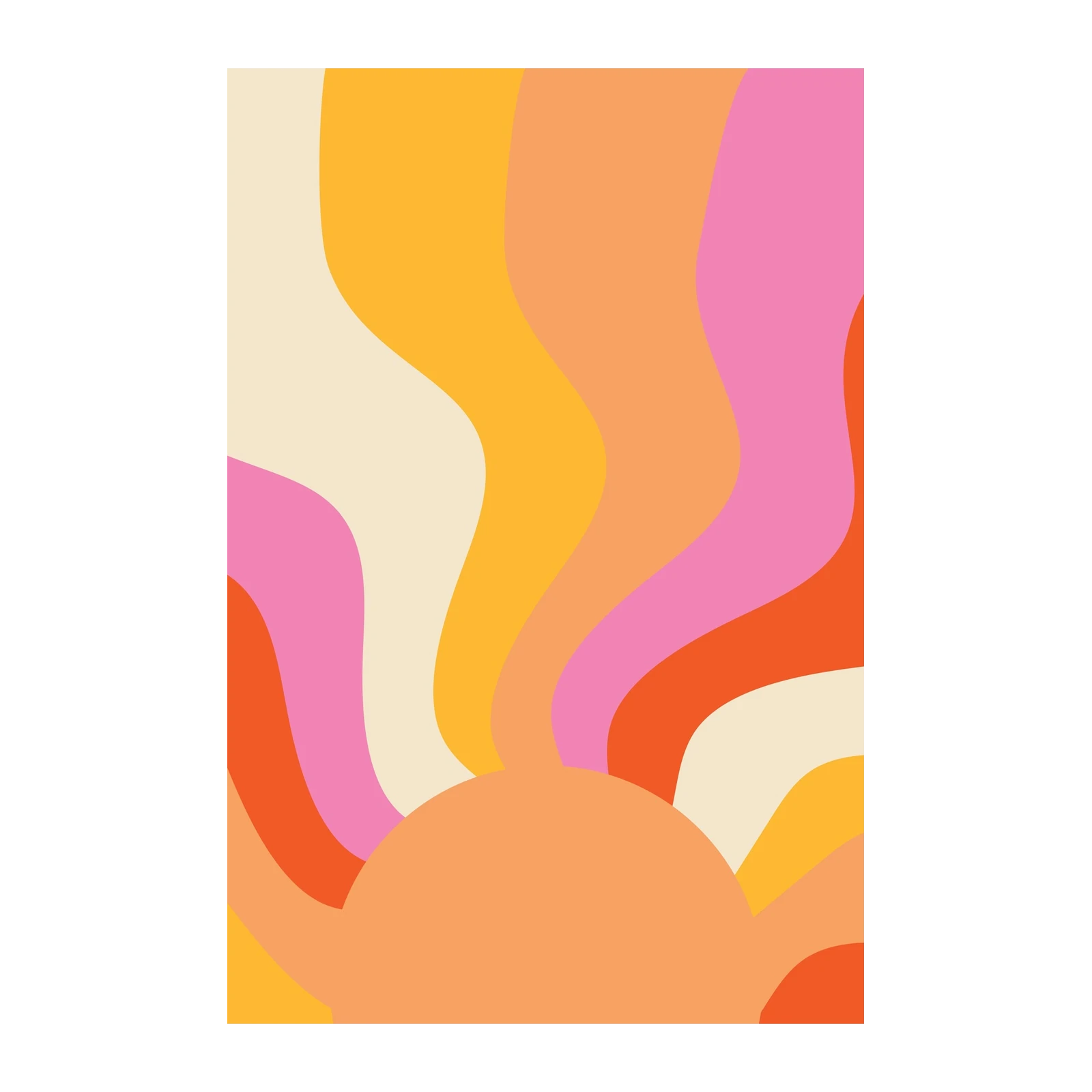 Retro Sunburst Swirls Abstract Wall Art