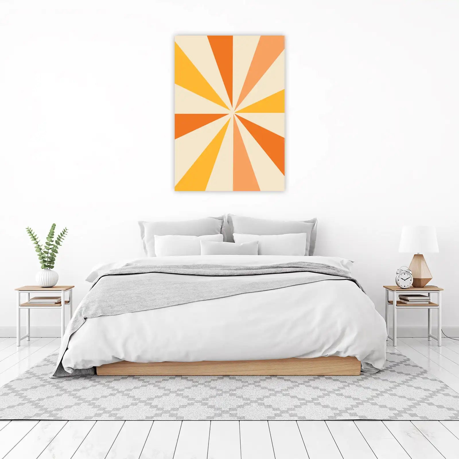 Retro Sunburst Wall Art - Boho Orange Yellow Wall Art