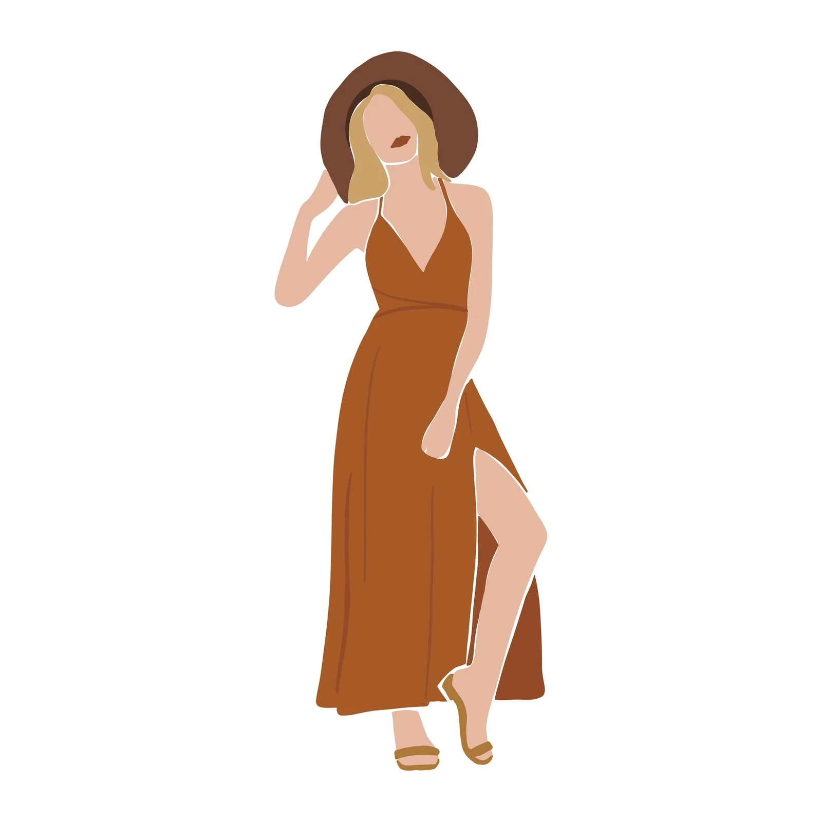 Boho Chic Woman with Hat Wall Art