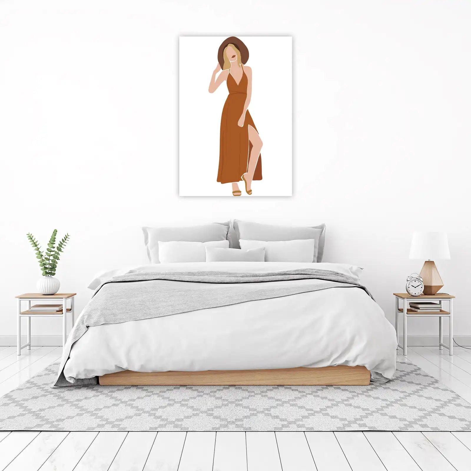 Boho Chic Woman with Hat Wall Art