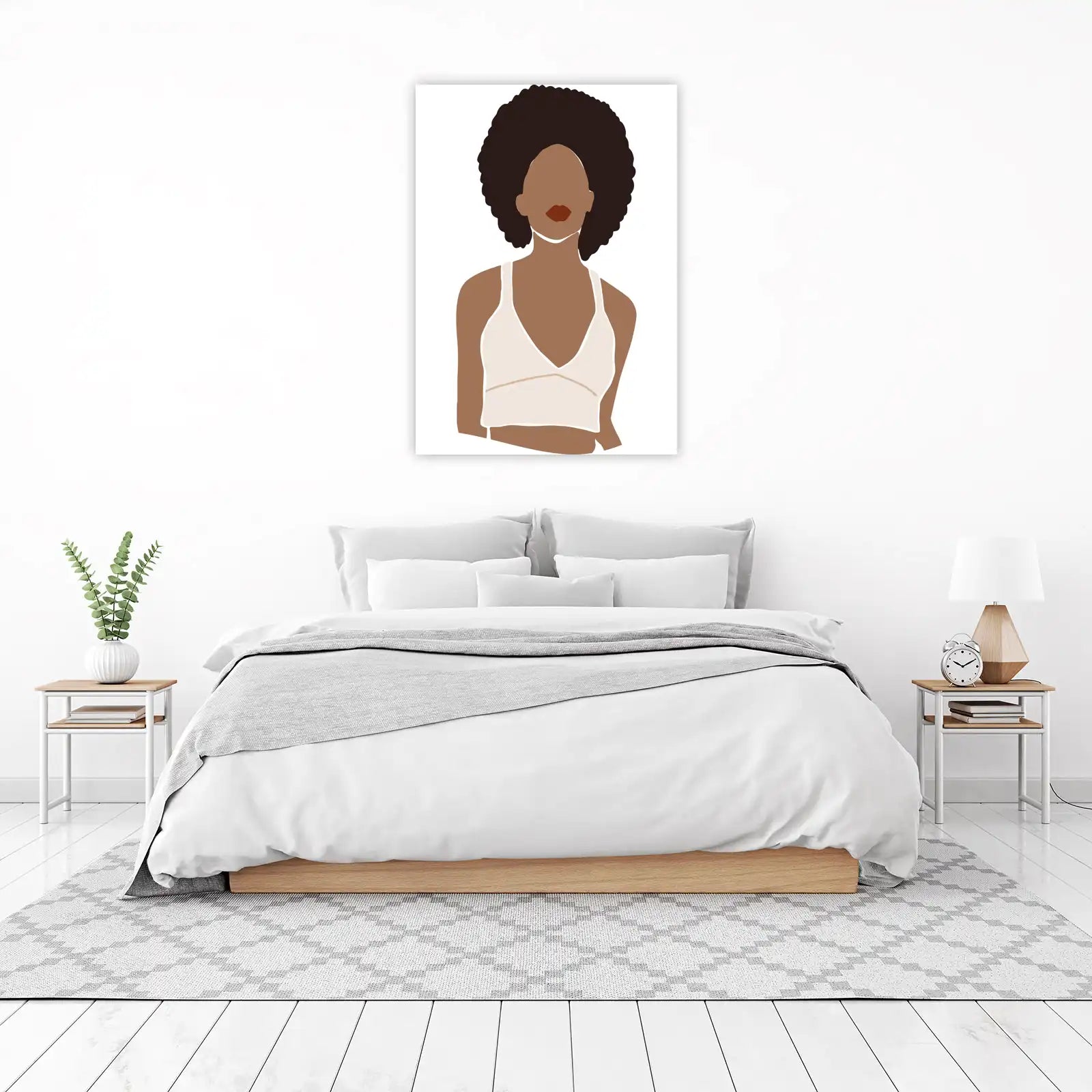 Minimalist Afro Woman Portrait Wall Art