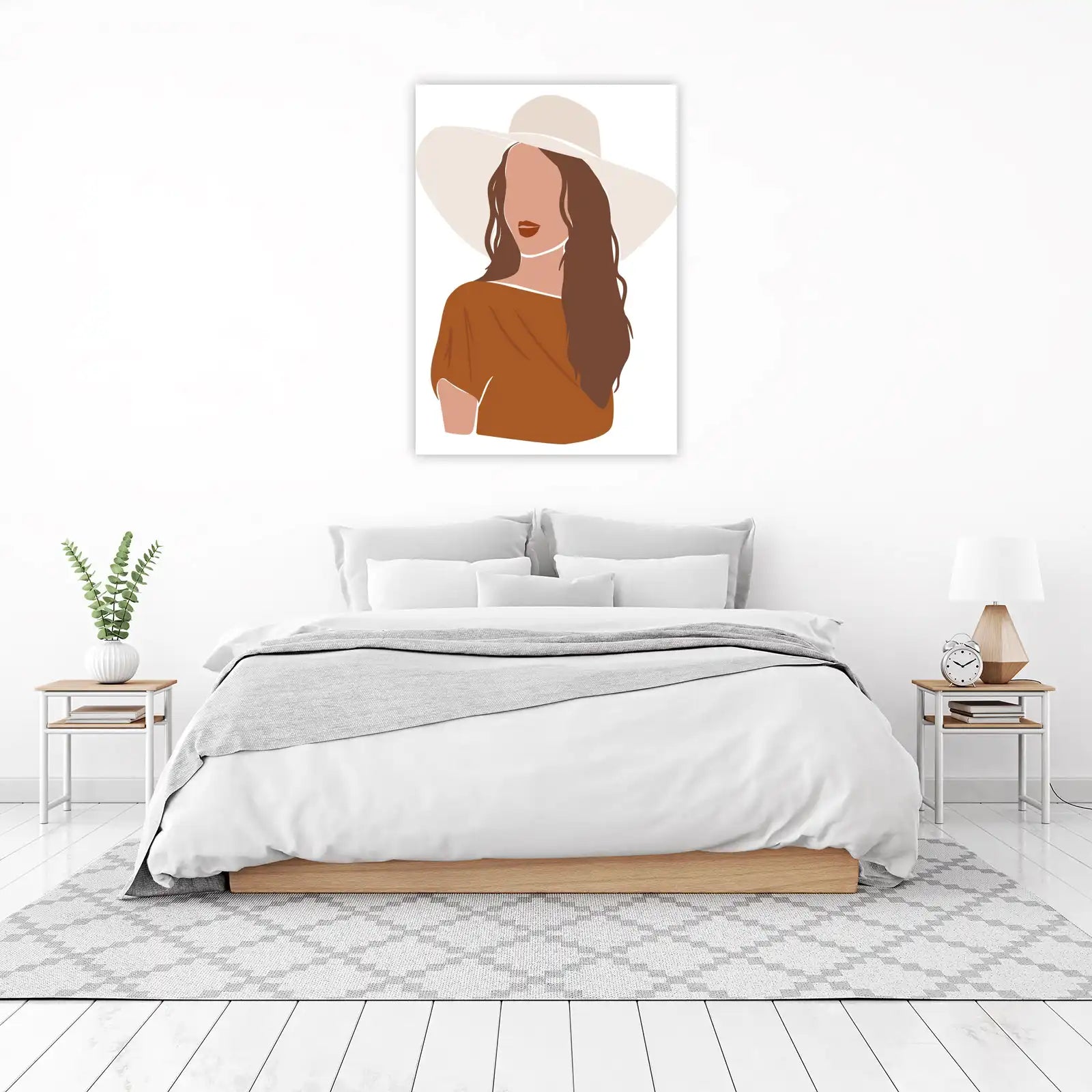 Boho Chic Woman Hat Wall Art Wall Art