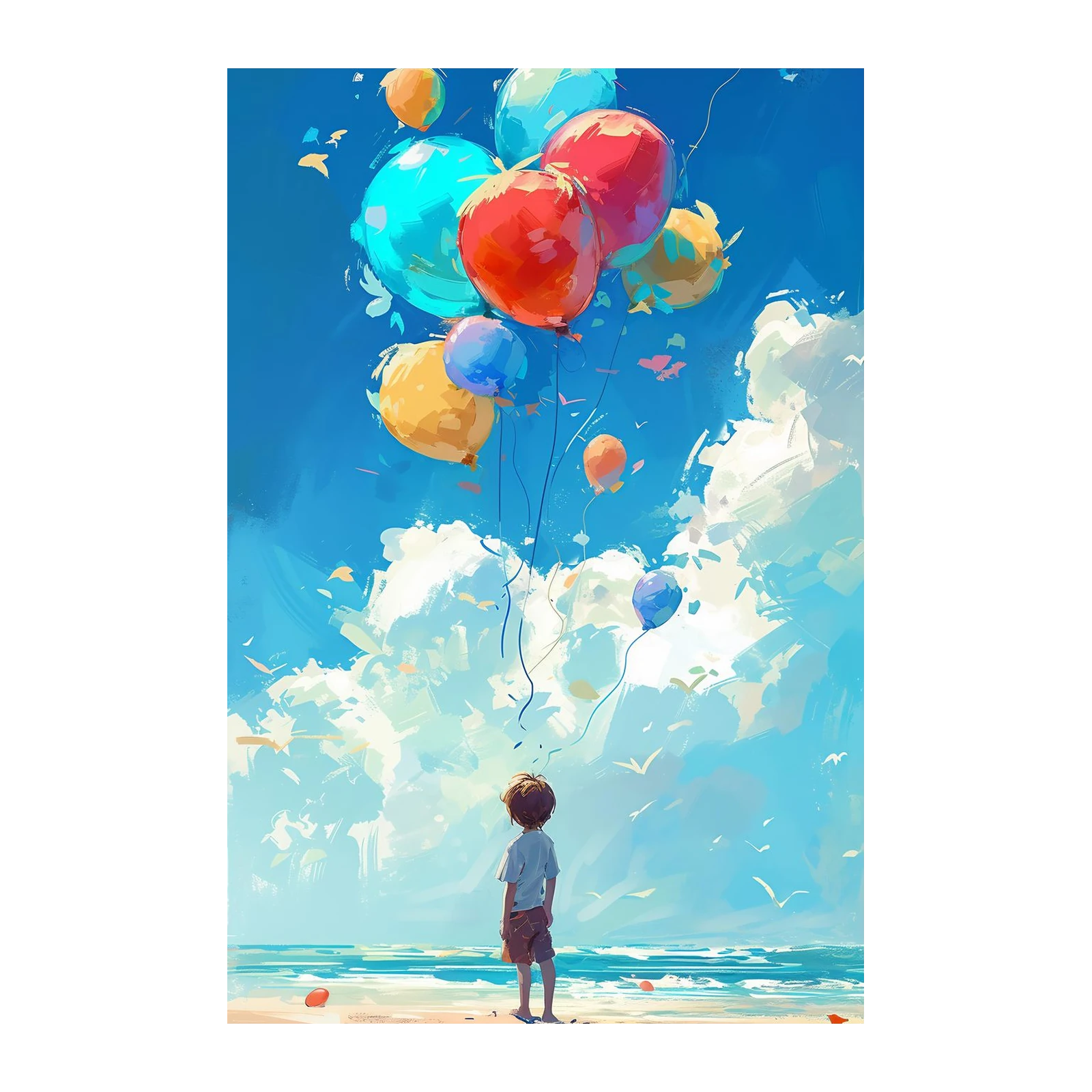 Joyful Dreams: Child & Balloons Wall Art