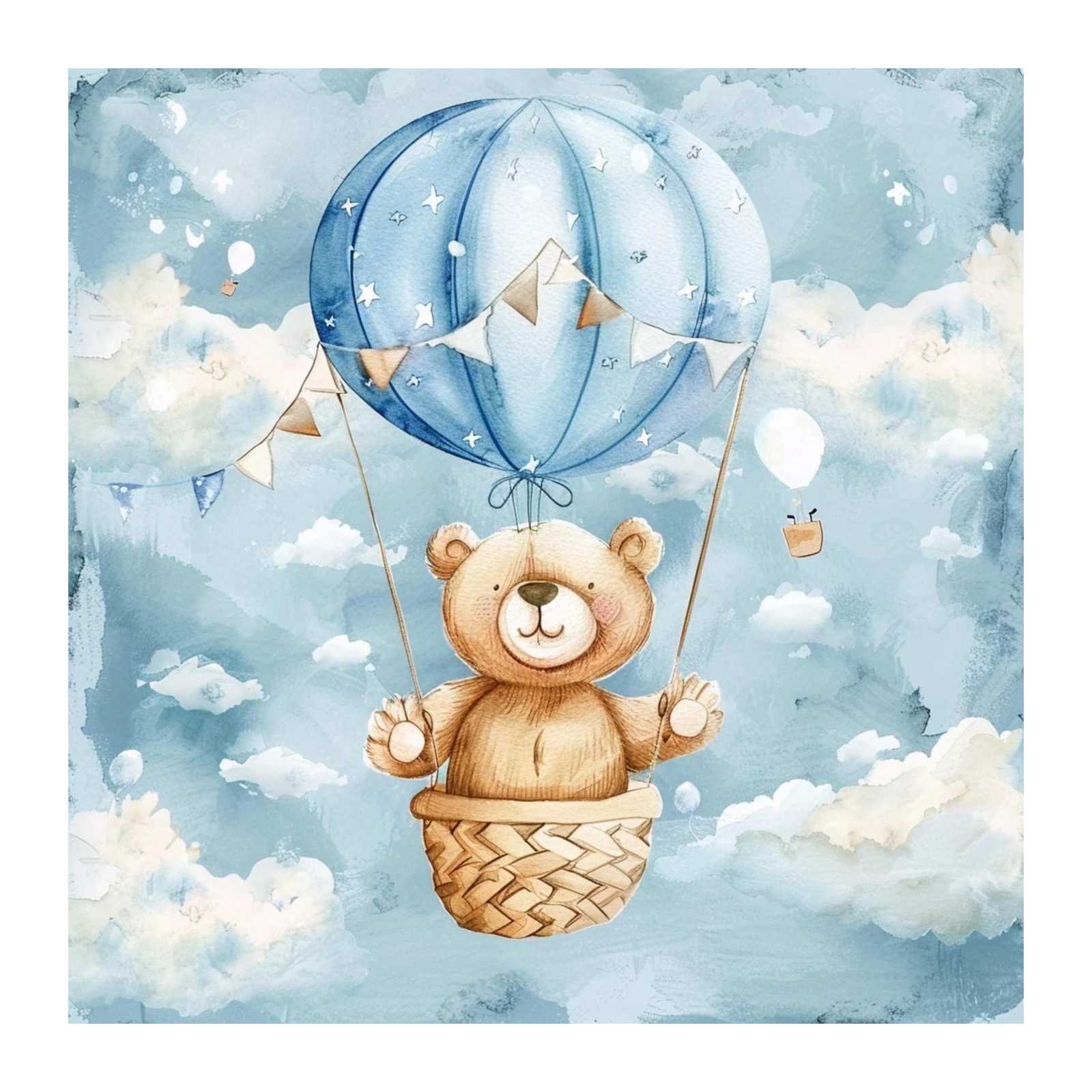 Adorable Teddy Bear Hot Air Balloon Wall Art