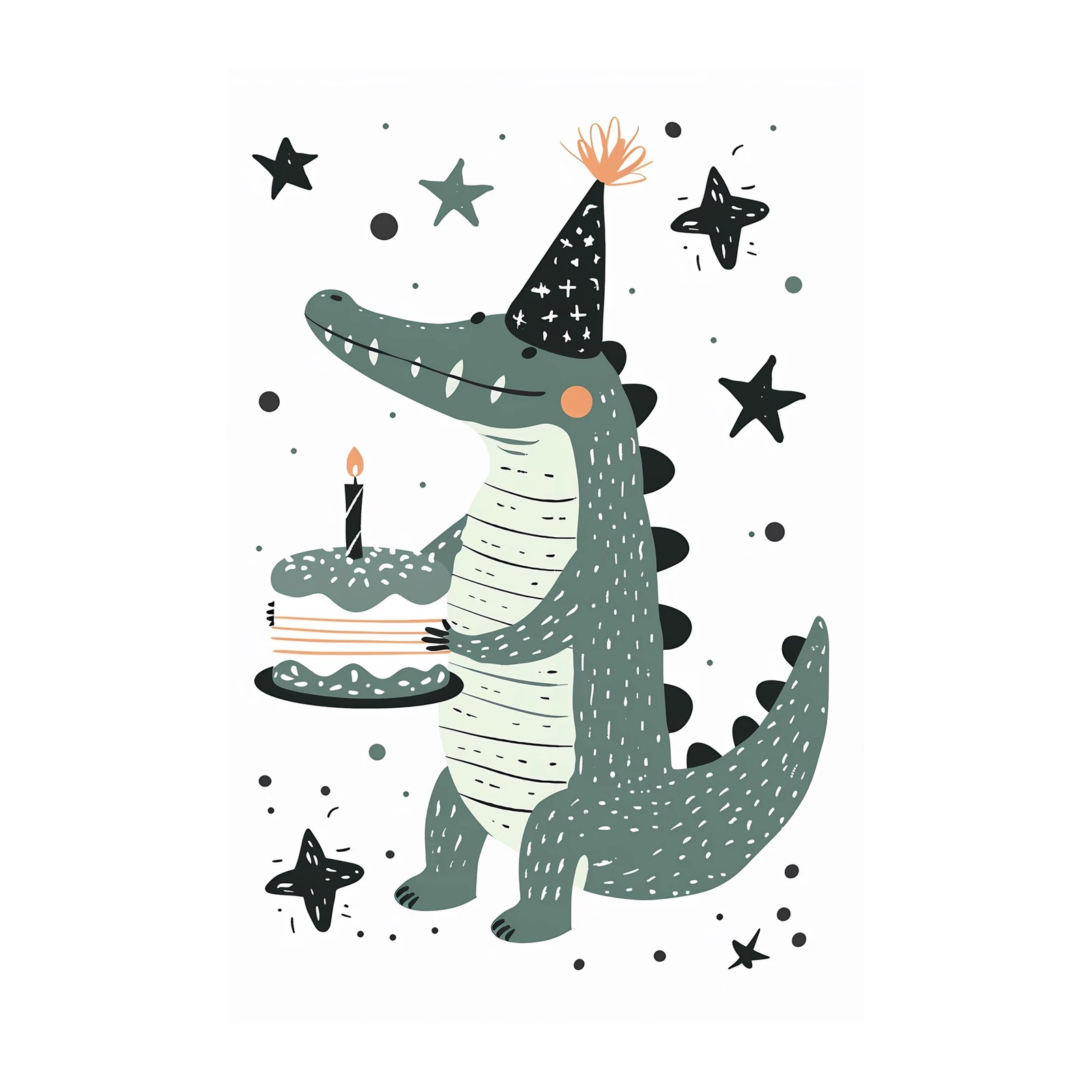 Whimsical Birthday Gator Wall Art