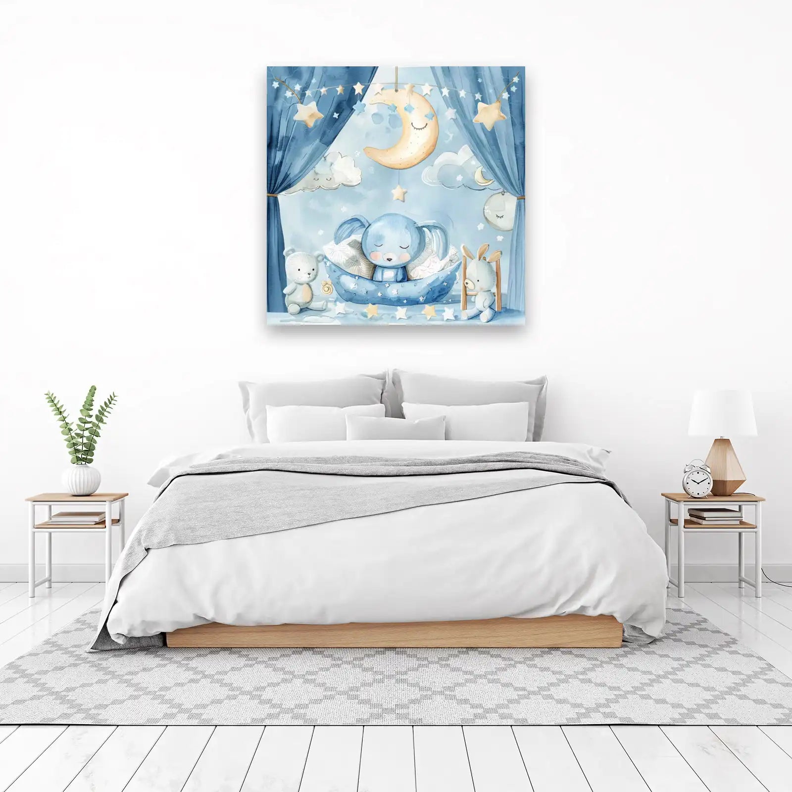 Sweet Dreams Blue Bunny Nursery Art Wall Art