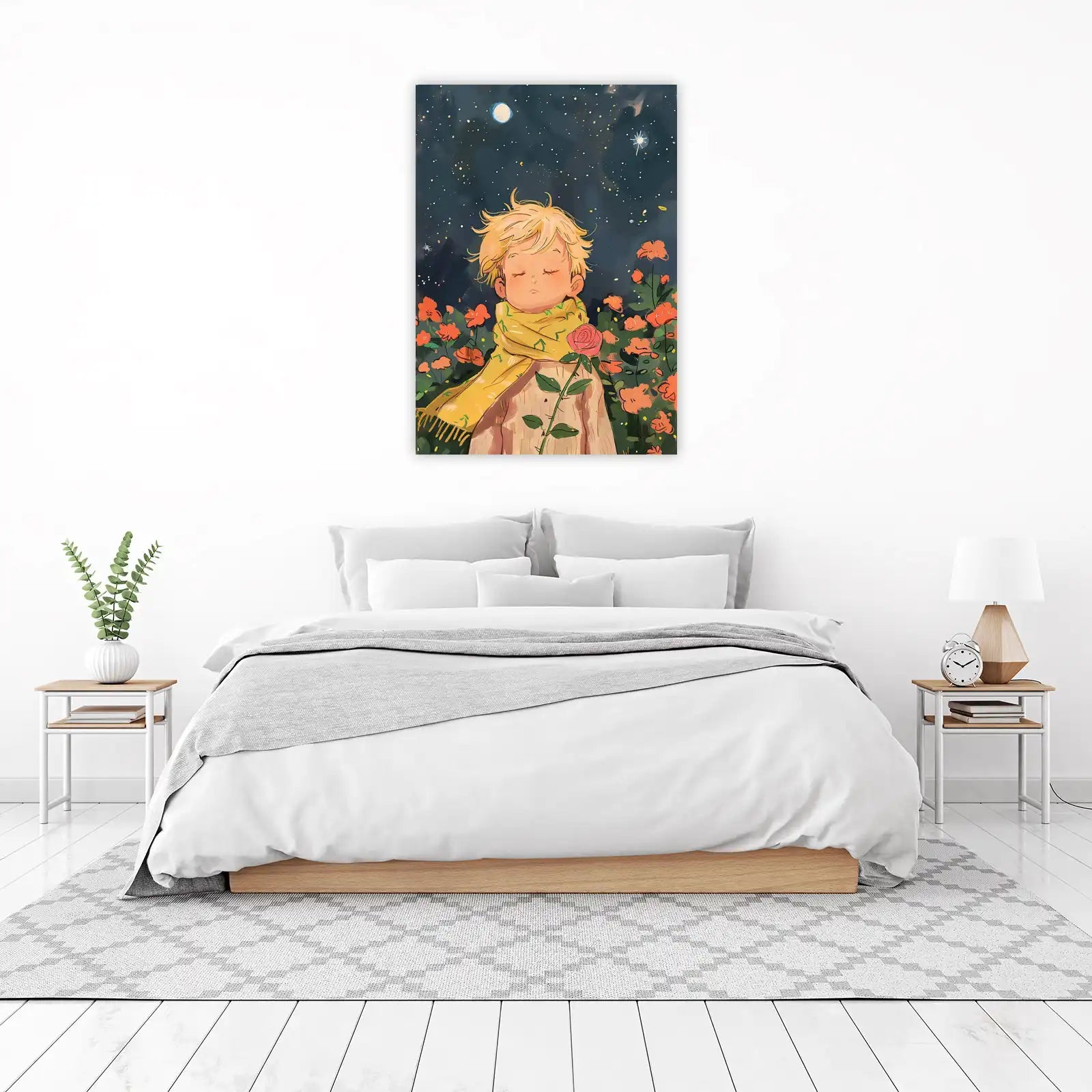 Little Prince & Rose Starry Night Wall Art