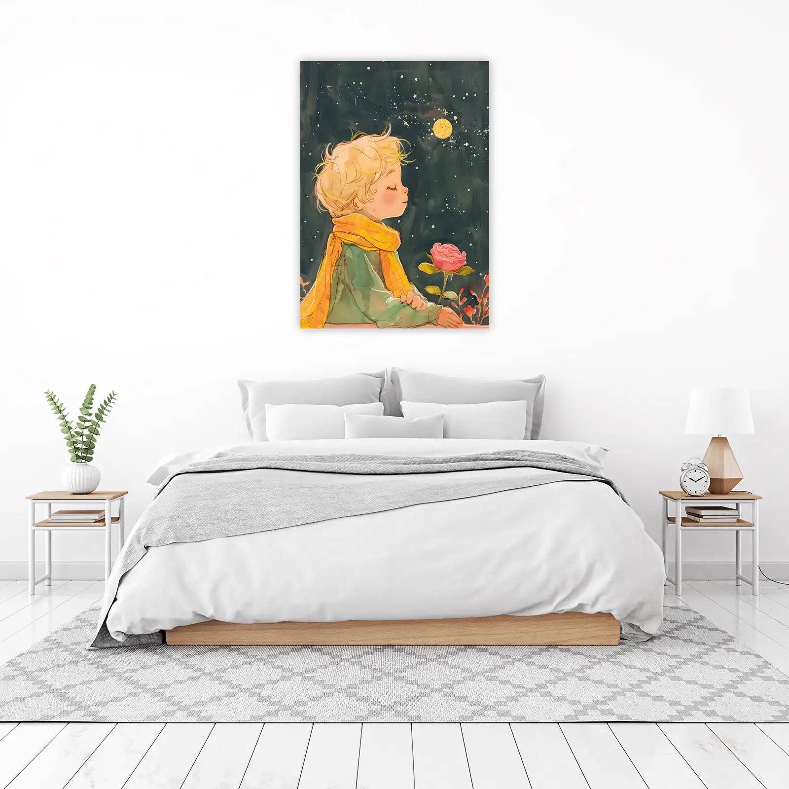 Little Prince & Rose Starry Night Wall Art