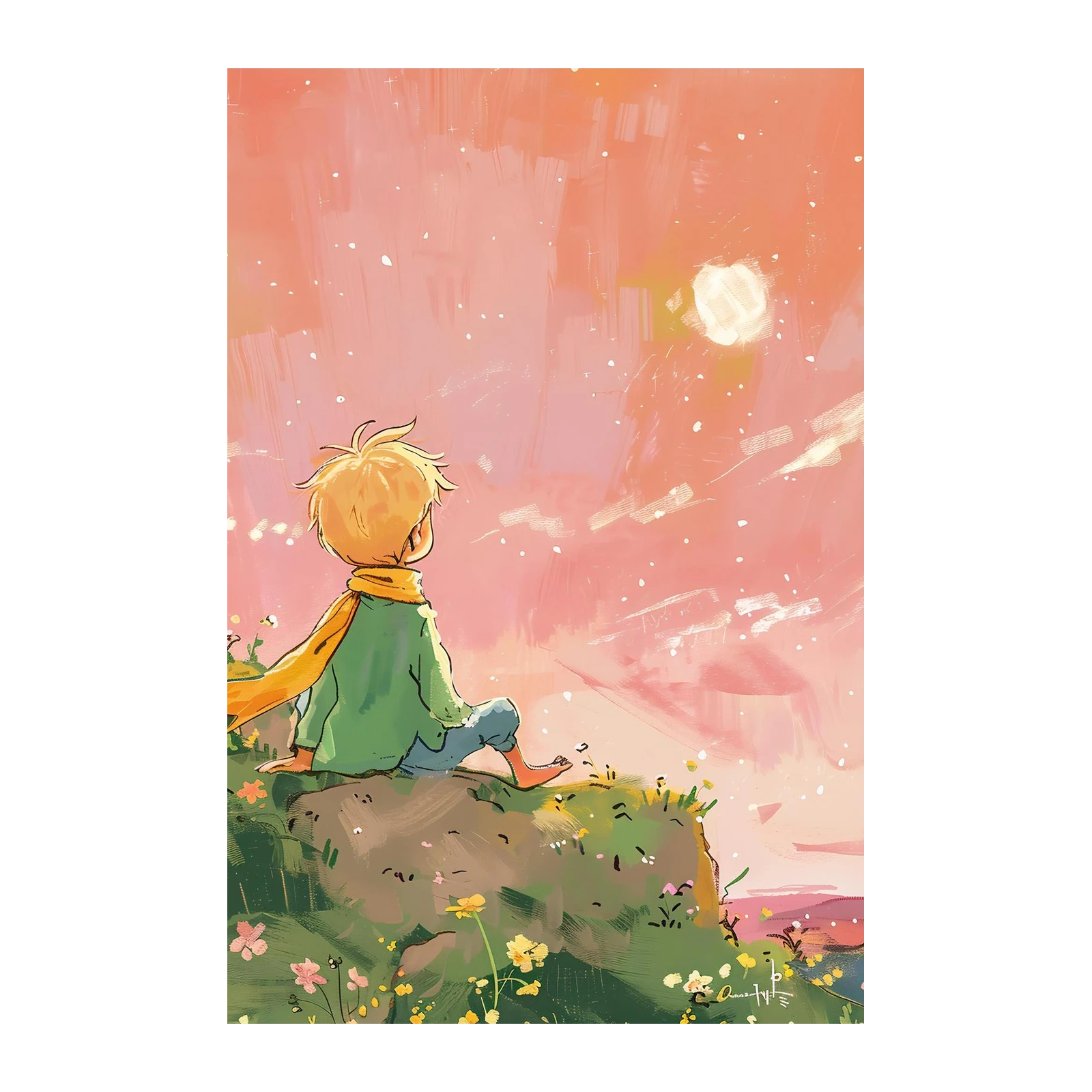 Little Prince Stargazing Wall Art