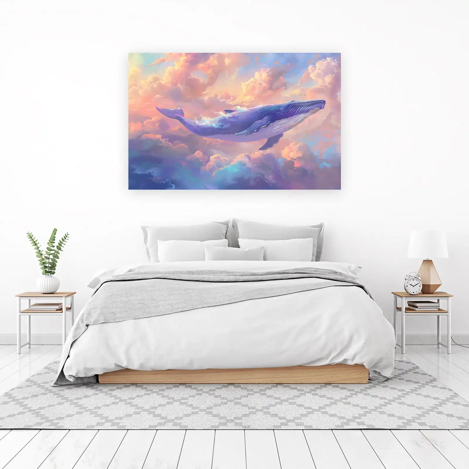 Dreamy Flying Whale Sky Wall Art
