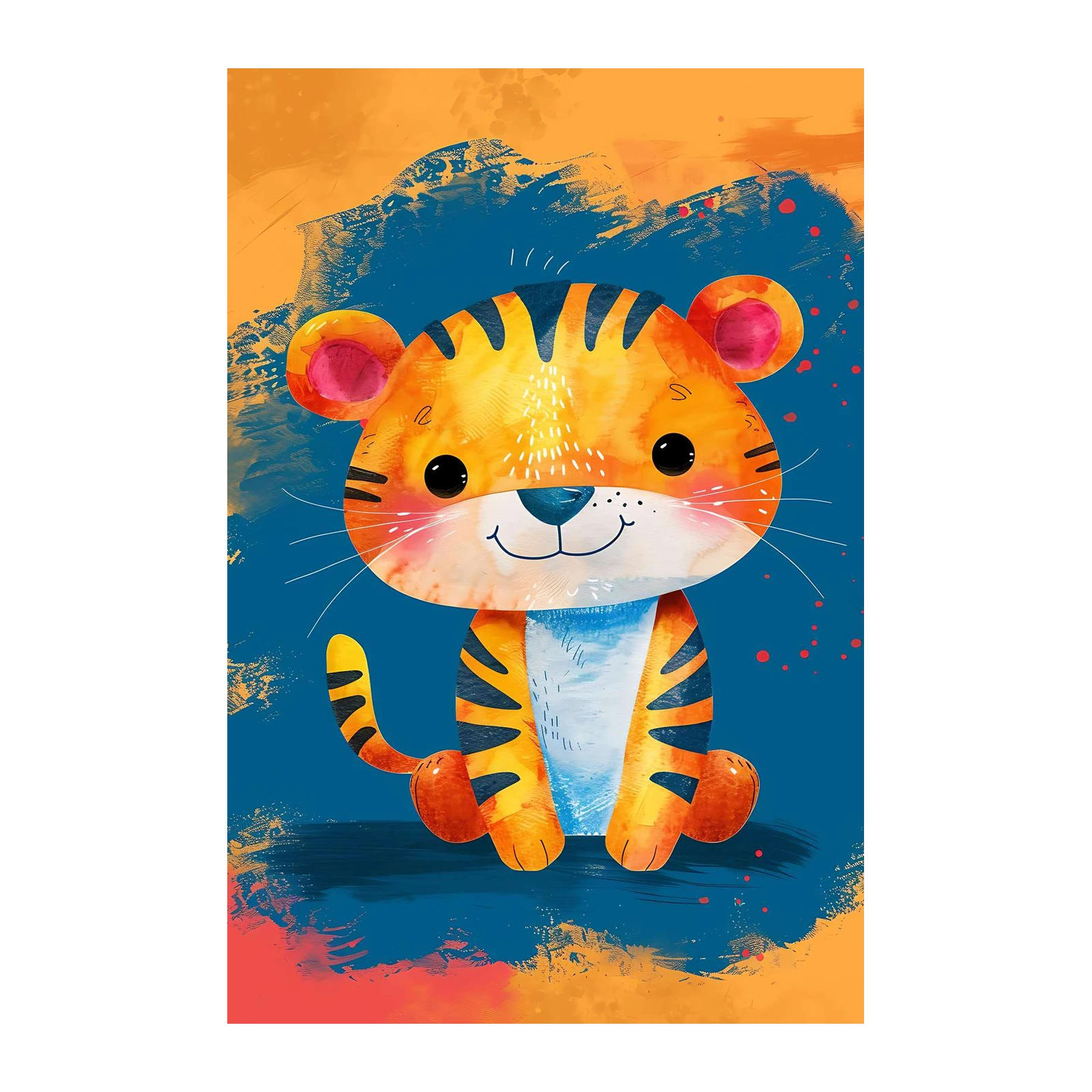 Adorable Cartoon Tiger Wall Art for Kids' Room