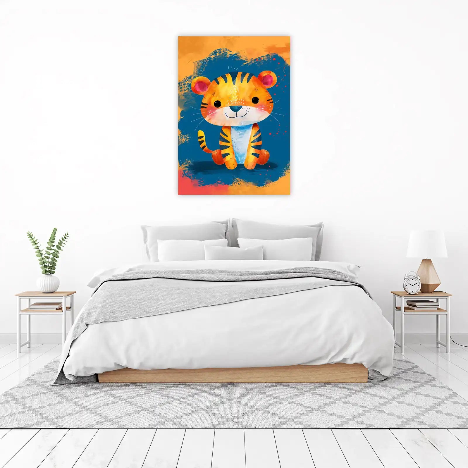 Adorable Cartoon Tiger Wall Art for Kids' Room