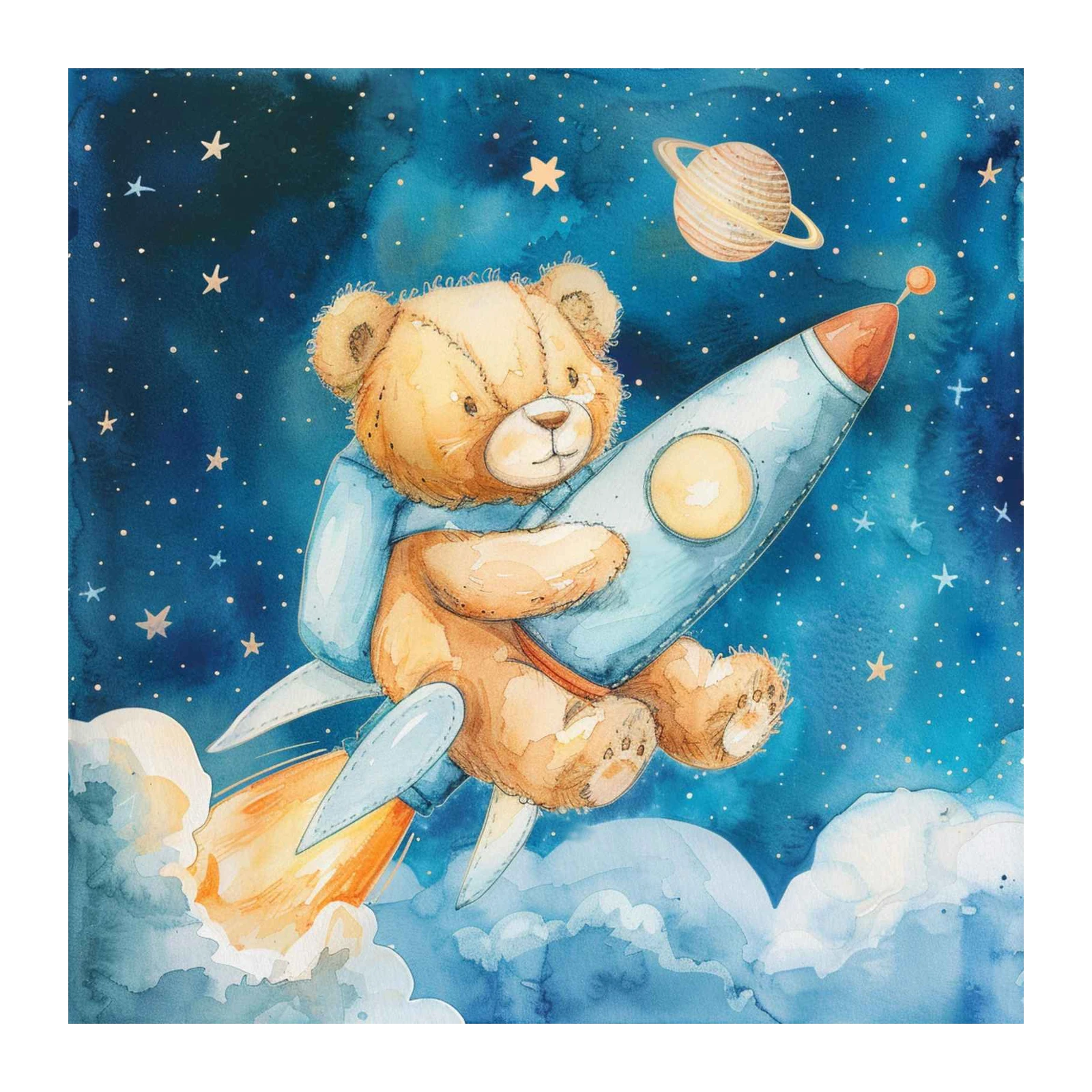 Astronaut Teddy Bear Rocket Adventure Wall Art