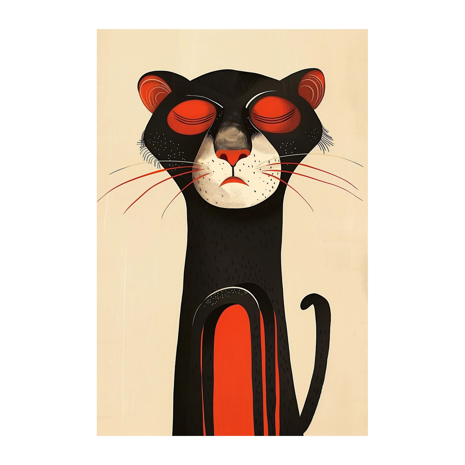Mystic Black Panther Retro Art Wall Art