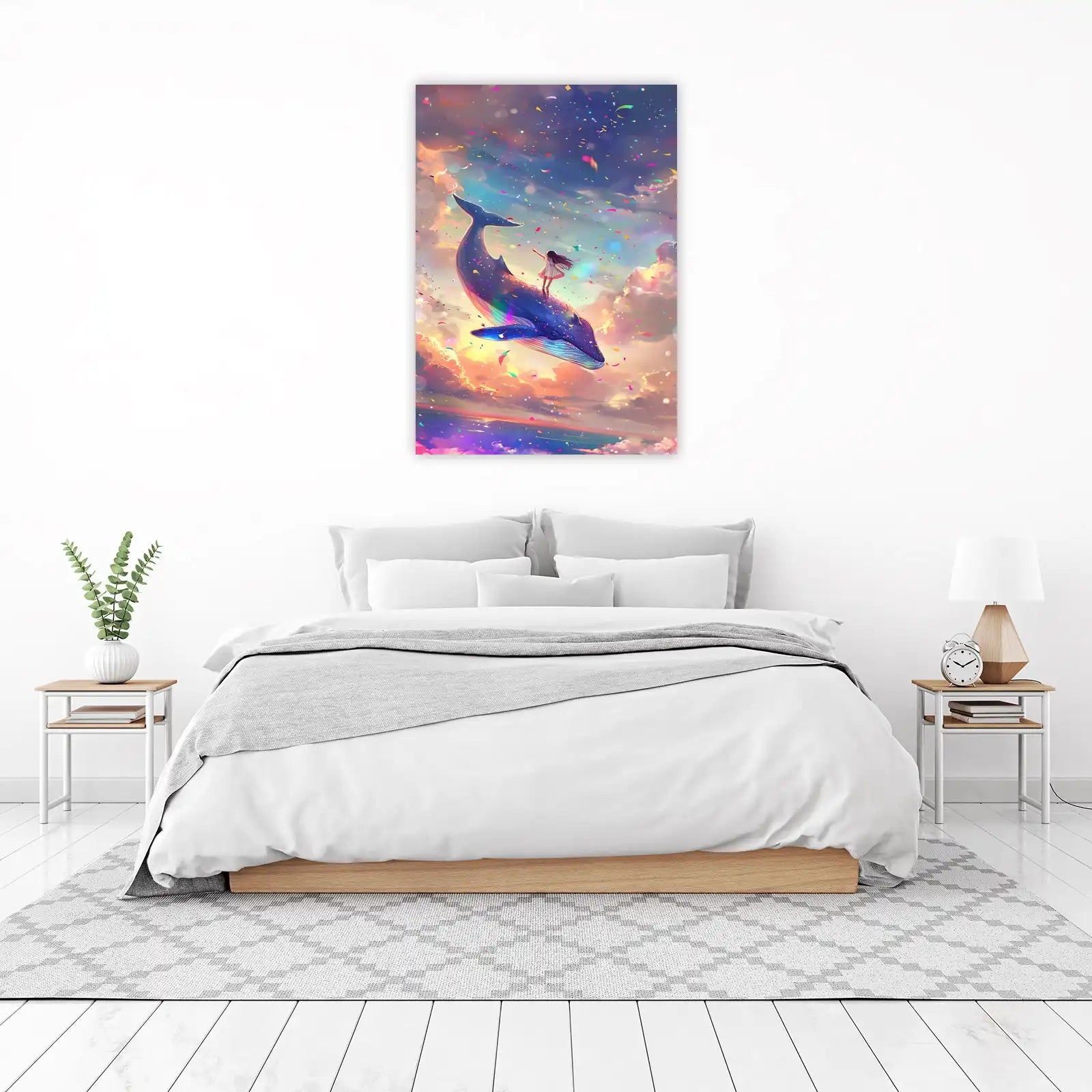 Dreamy Whale & Girl Sky Adventure Wall Art