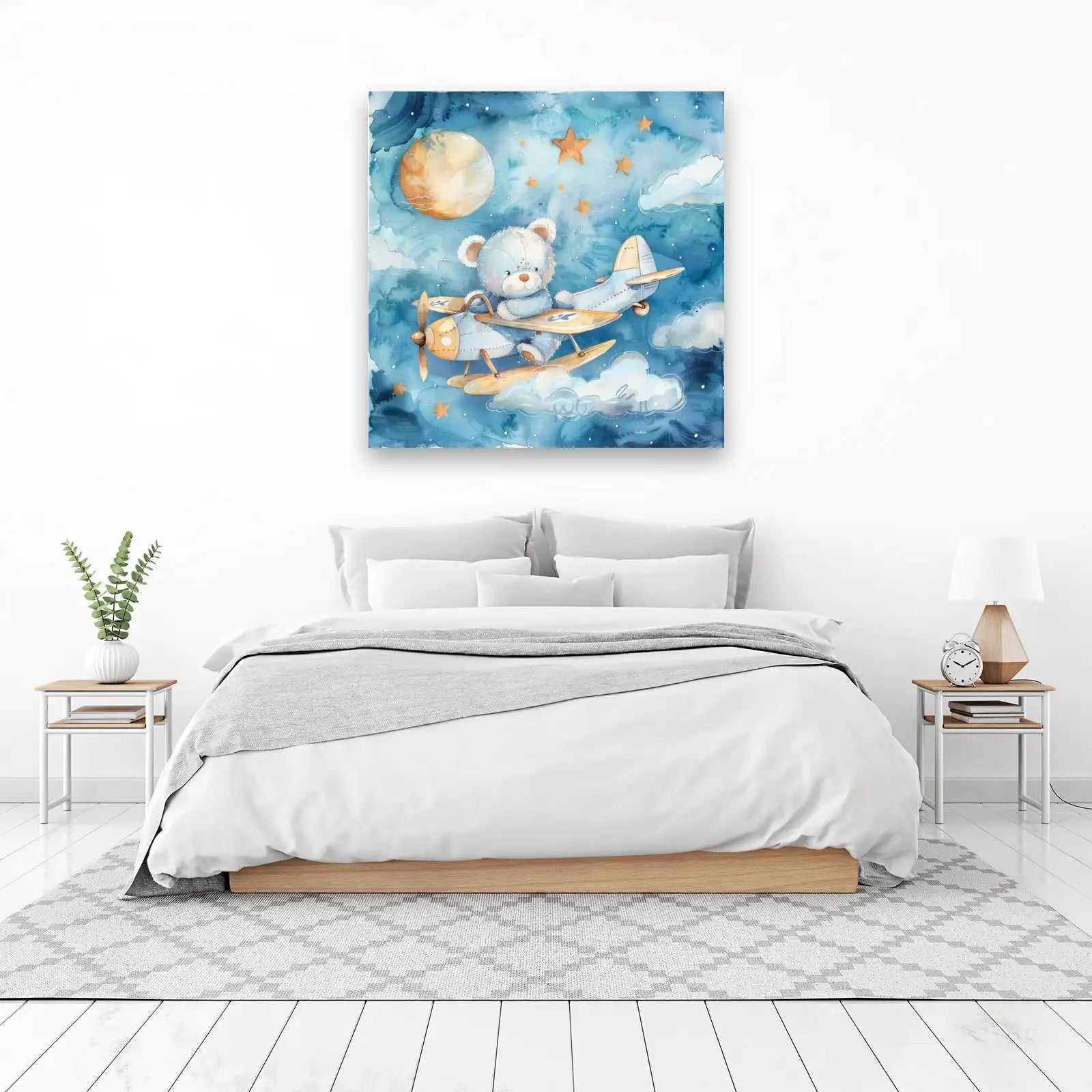 Dreamy Bear Pilot Adventure Watercolor Wall Art