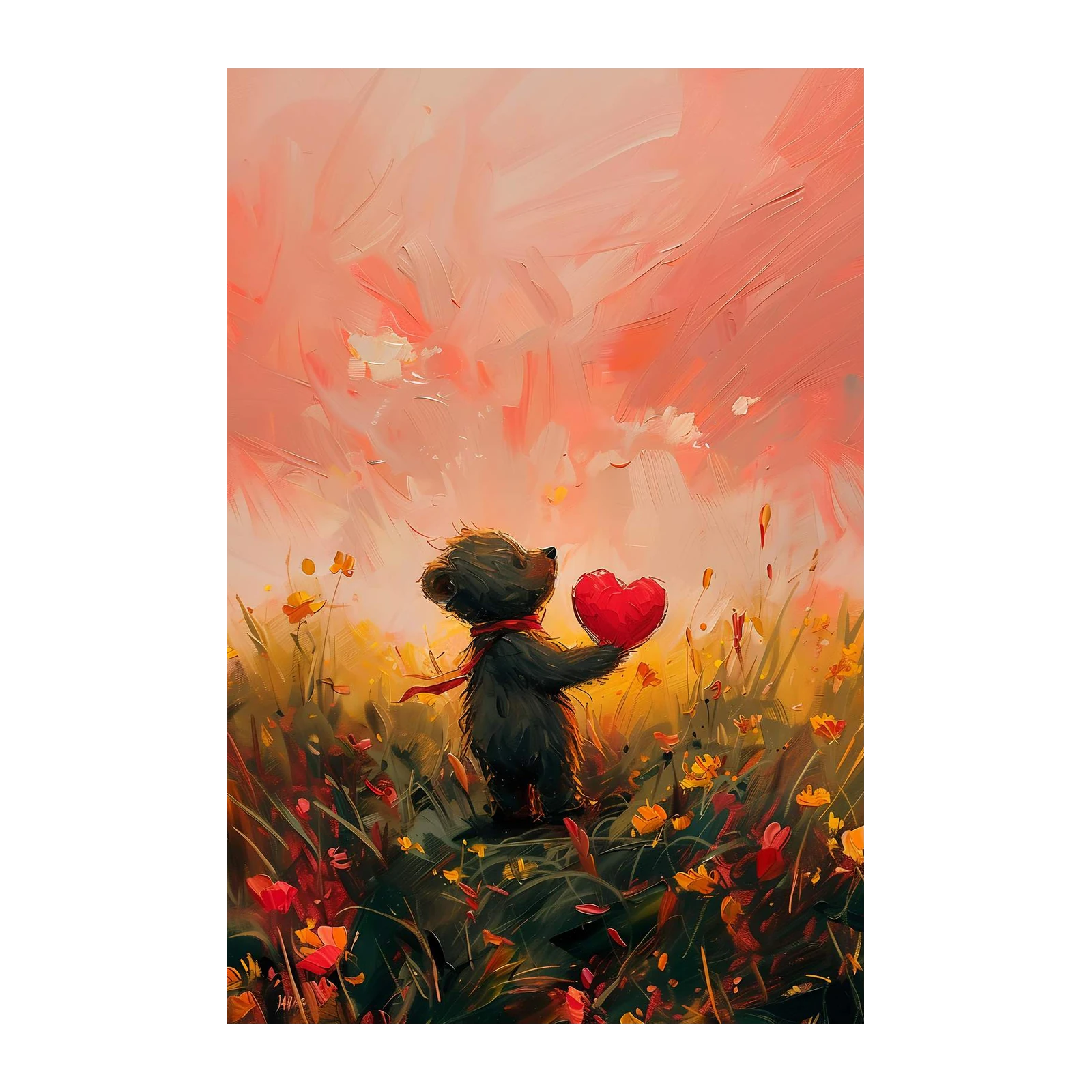 Adorable Bear With Heart Wall Art