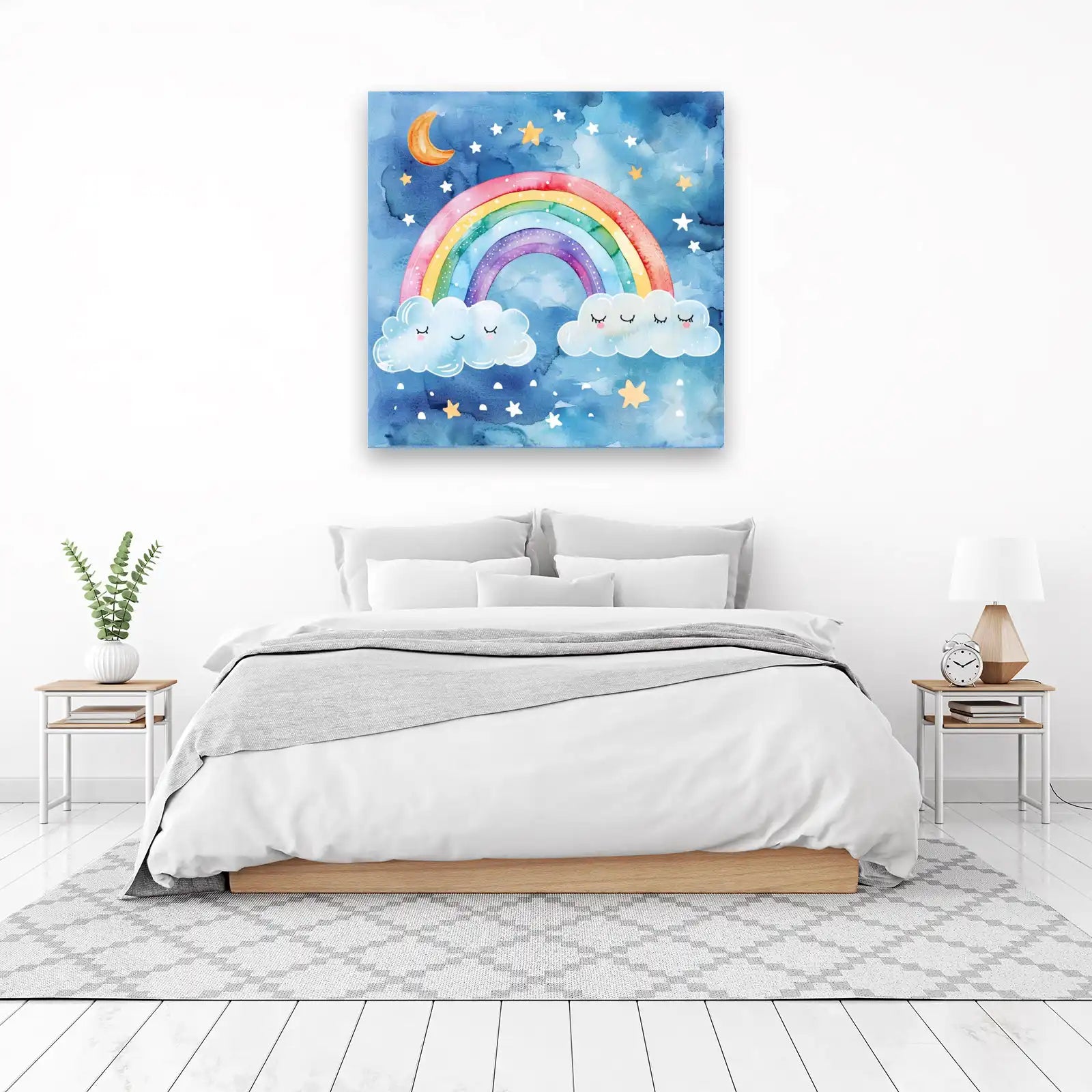 Whimsical Rainbow & Clouds Wall Art for Nursery