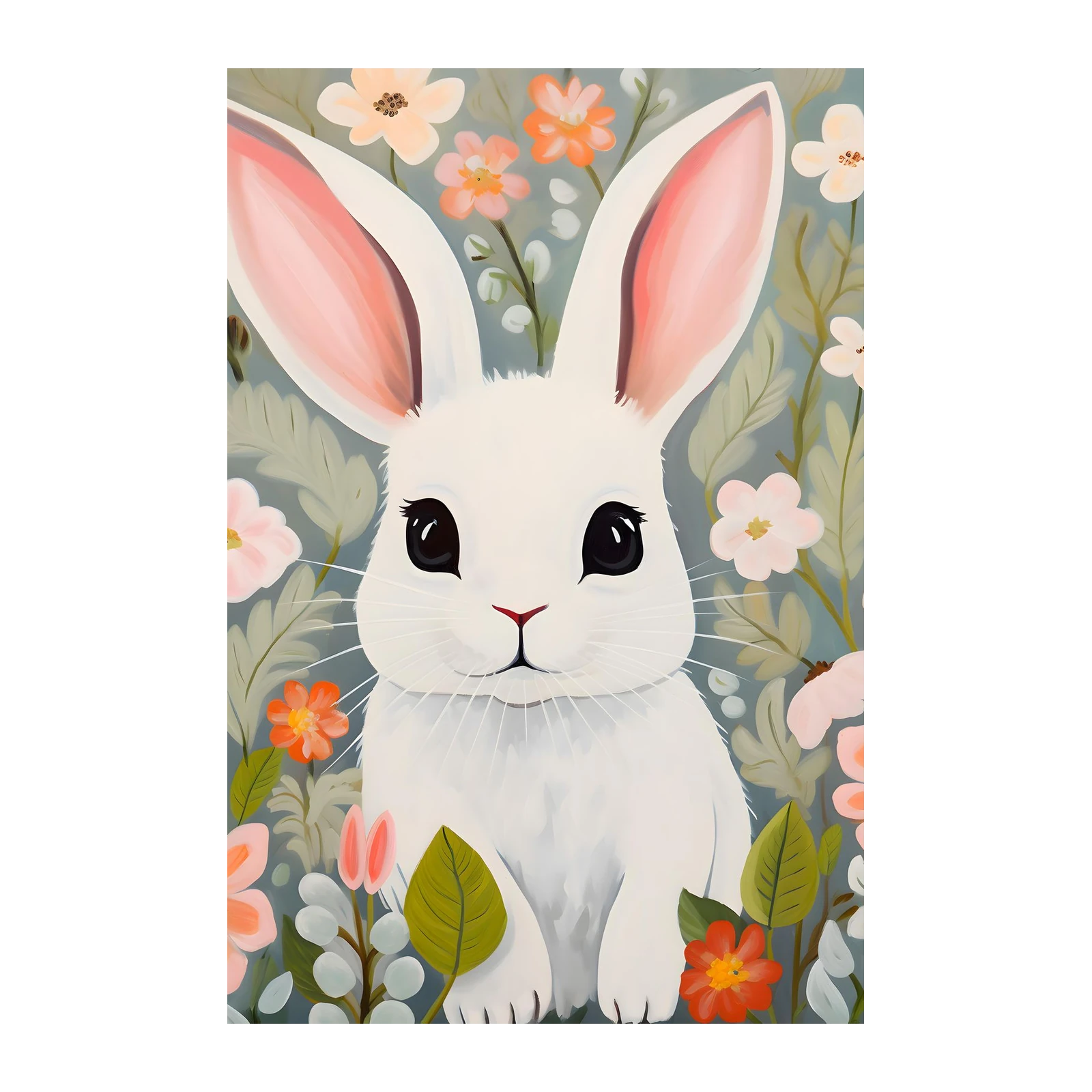 Adorable Bunny Spring Floral Wall Art