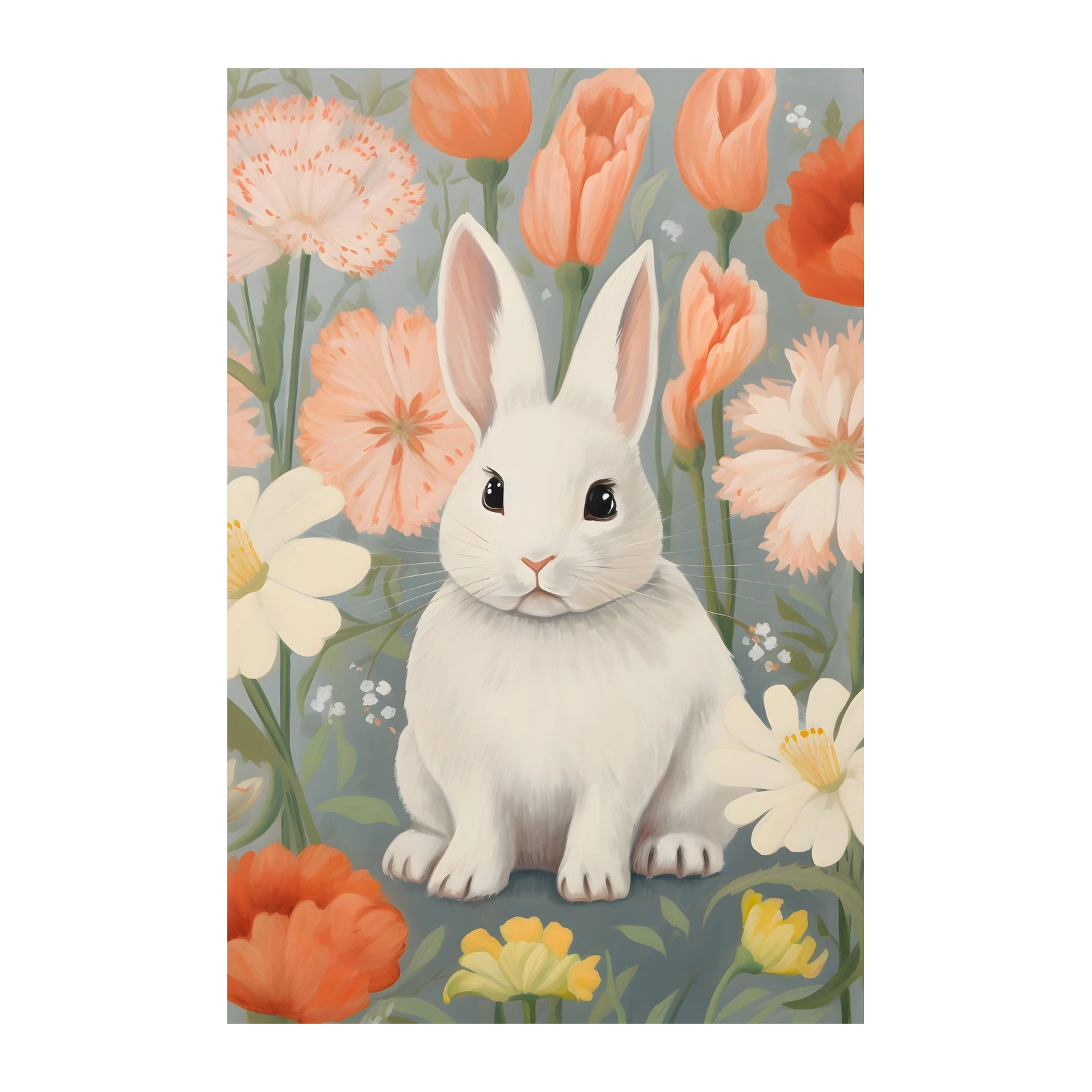Enchanting Bunny & Floral Garden Wall Art
