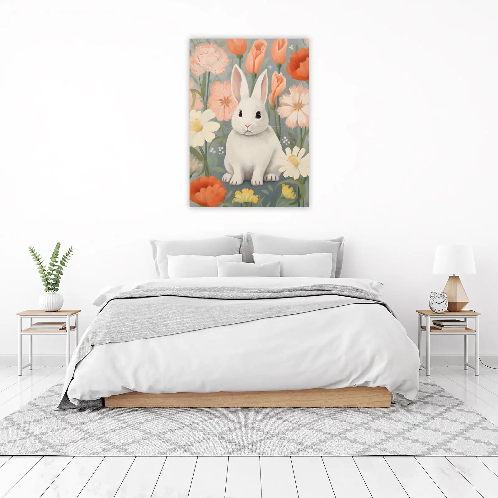 Enchanting Bunny & Floral Garden Wall Art