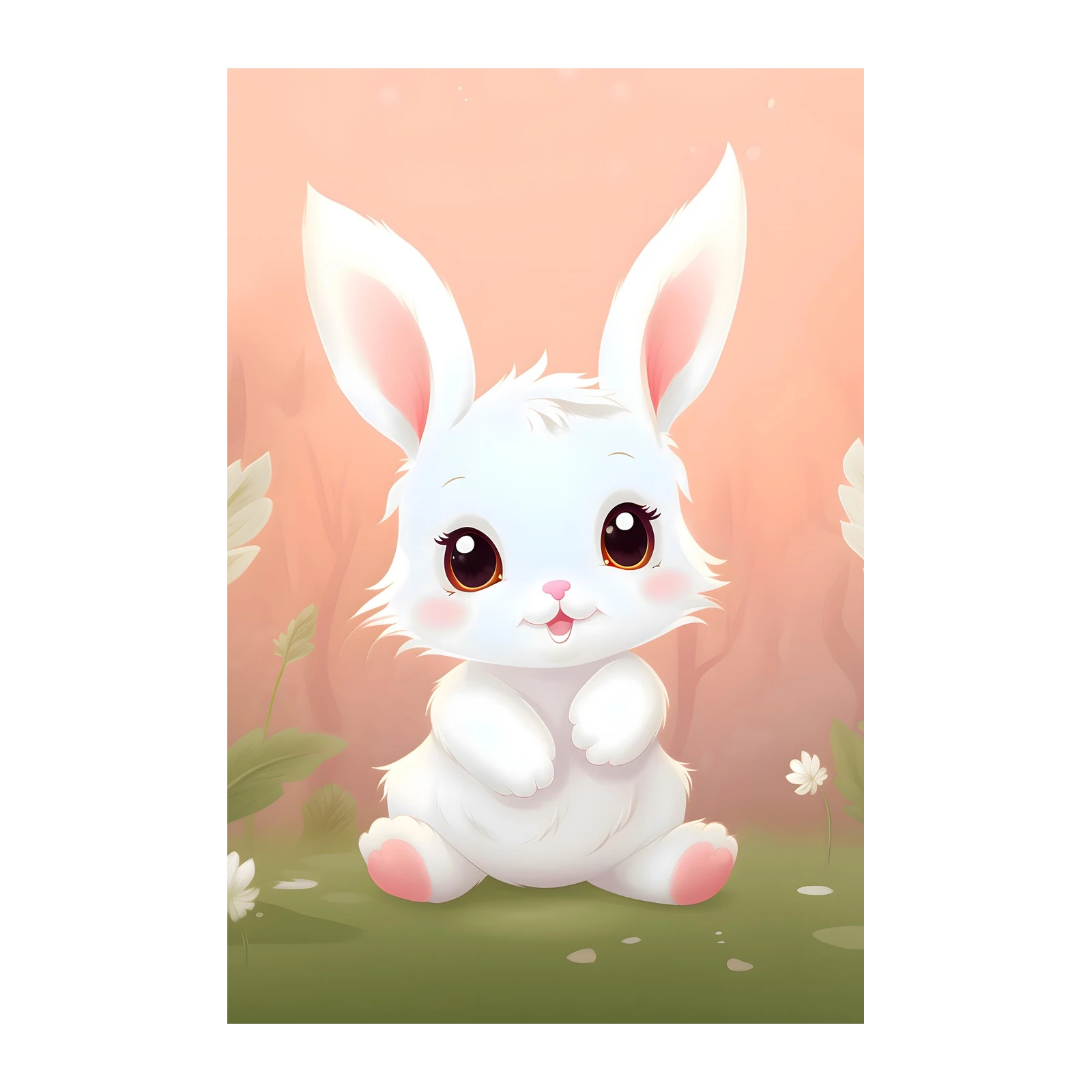 Adorable Kawaii Bunny Art Wall Art