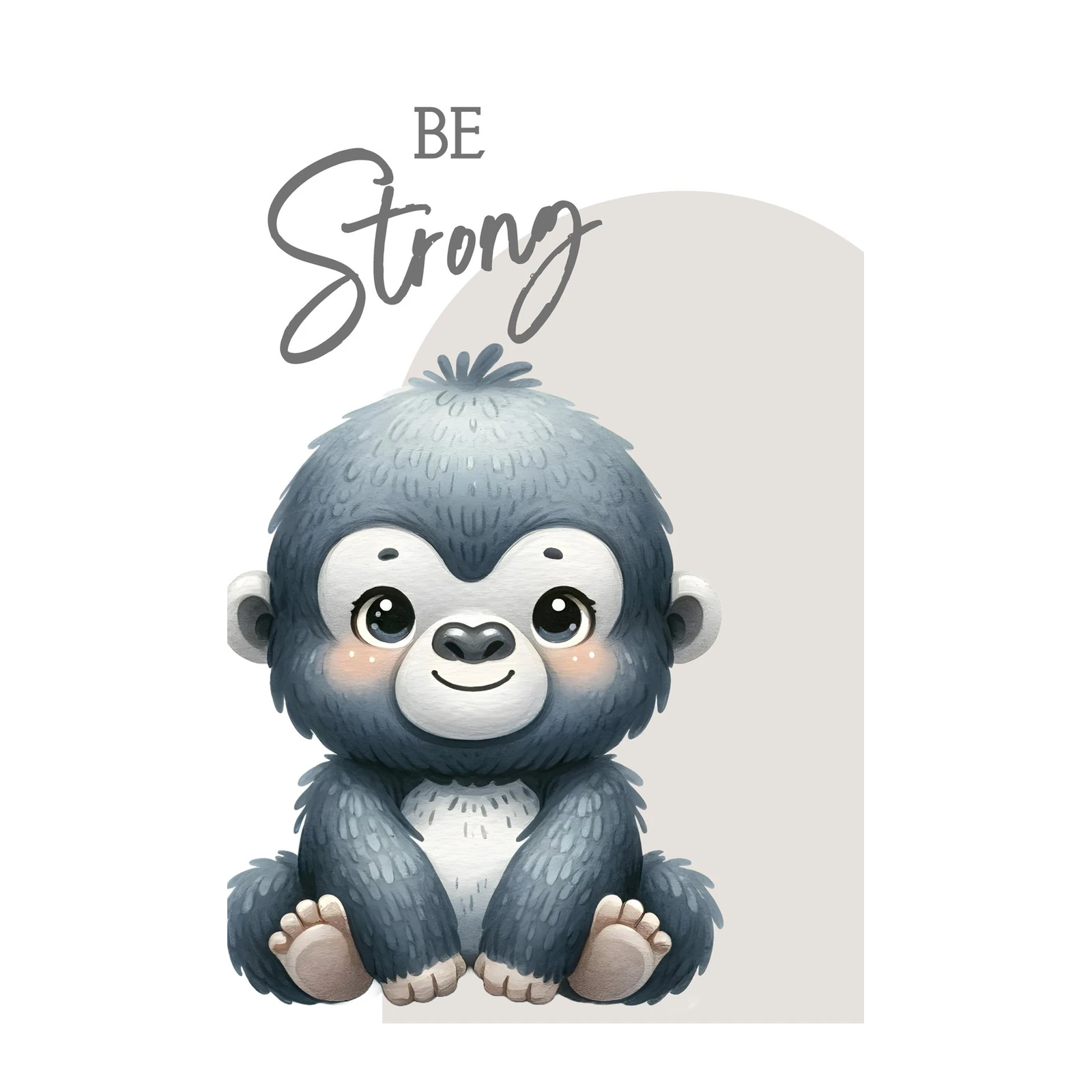 Cute Baby Gorilla 'Be Strong' Quote Wall Art