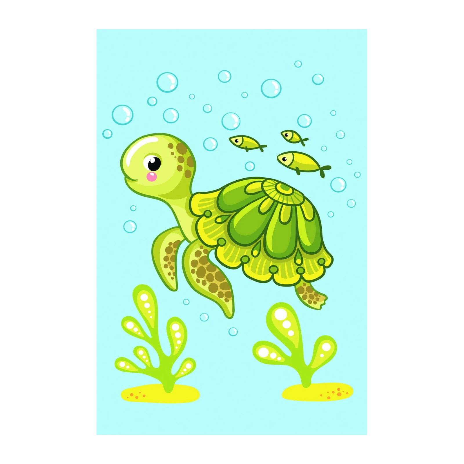 Whimsical Turtle & Fish Underwater Wall Art