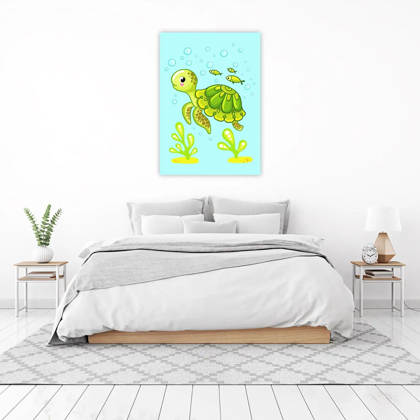 Whimsical Turtle & Fish Underwater Wall Art