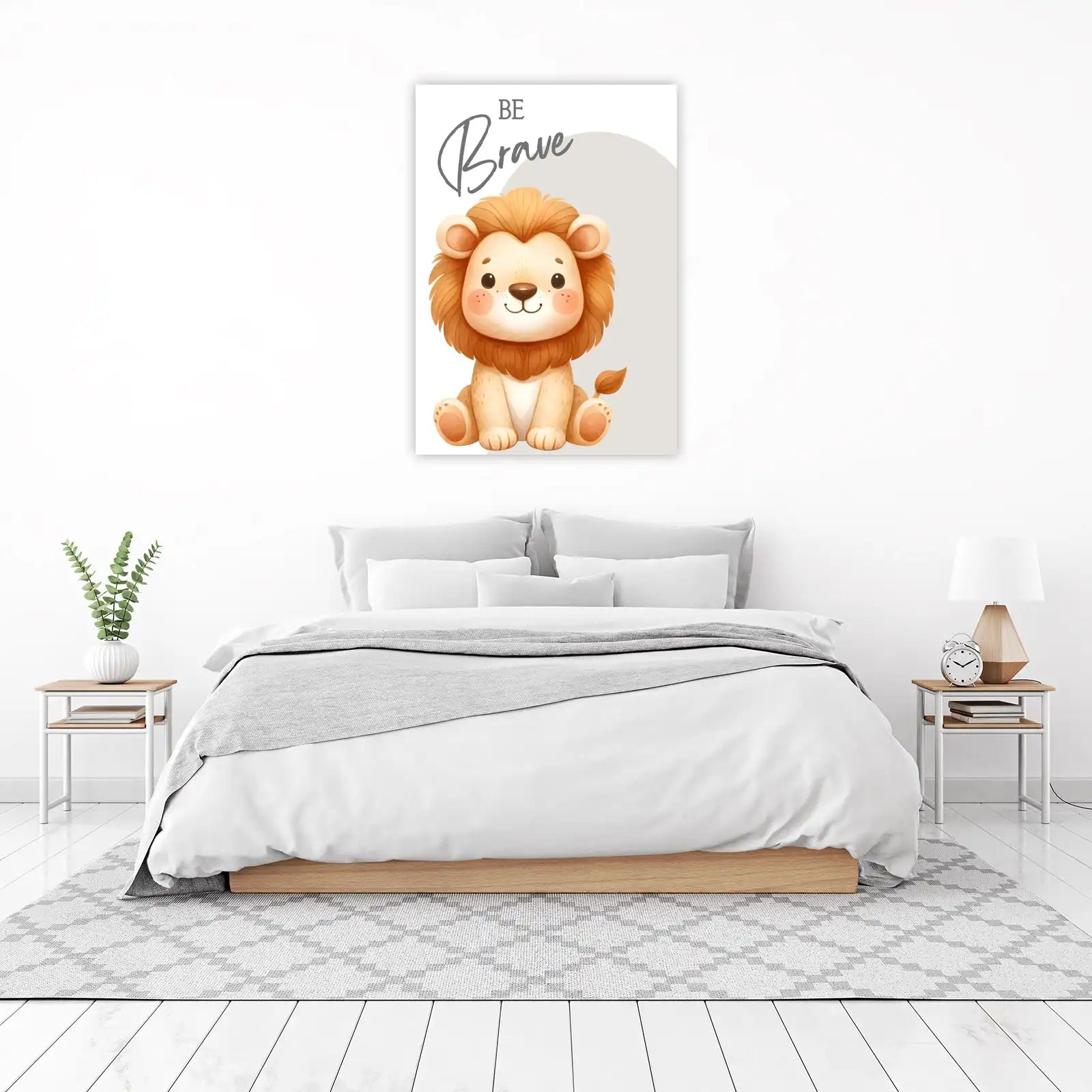 Be Brave Cute Lion Nursery Art Wall Art
