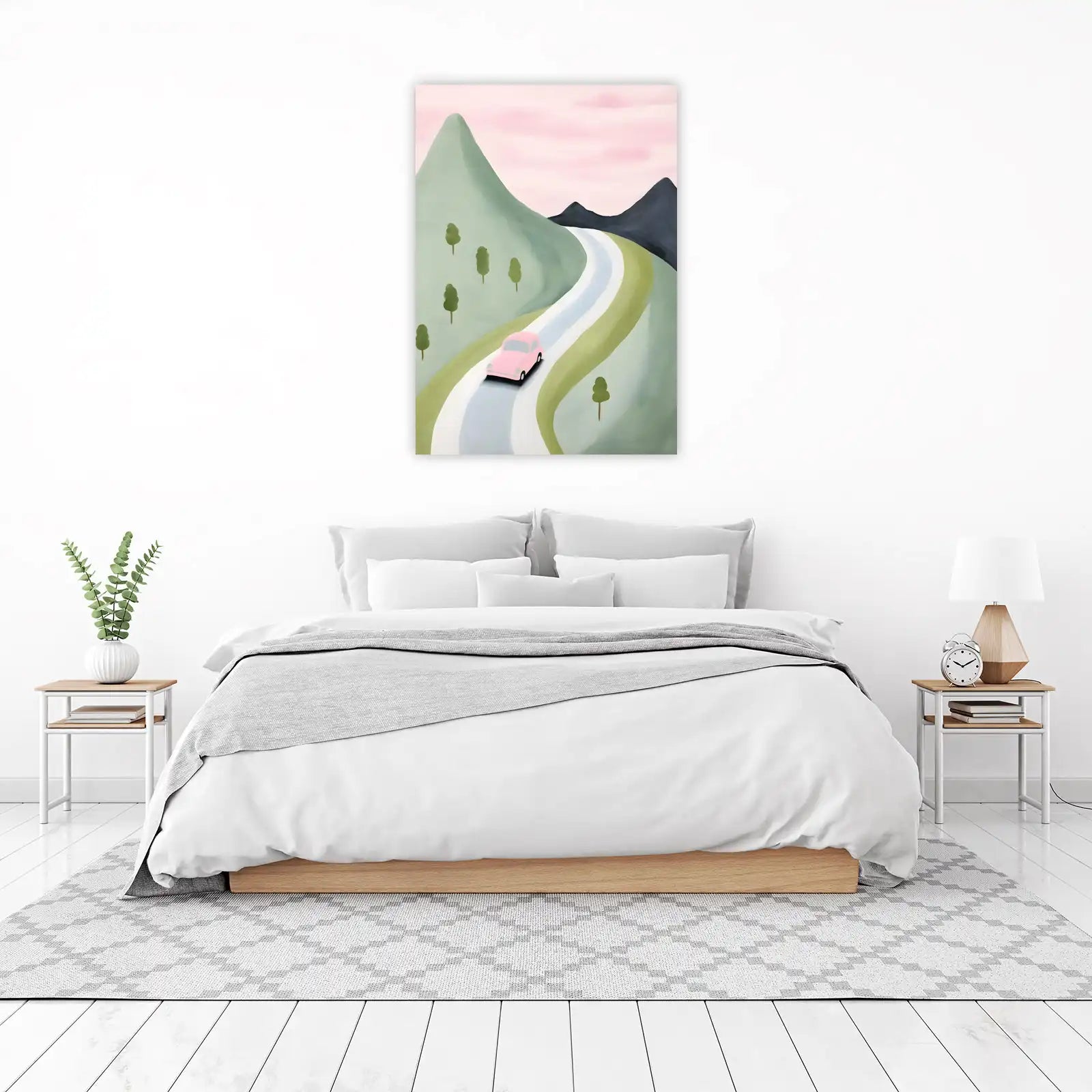 Retro Road Trip Pastel Mountain Wall Art