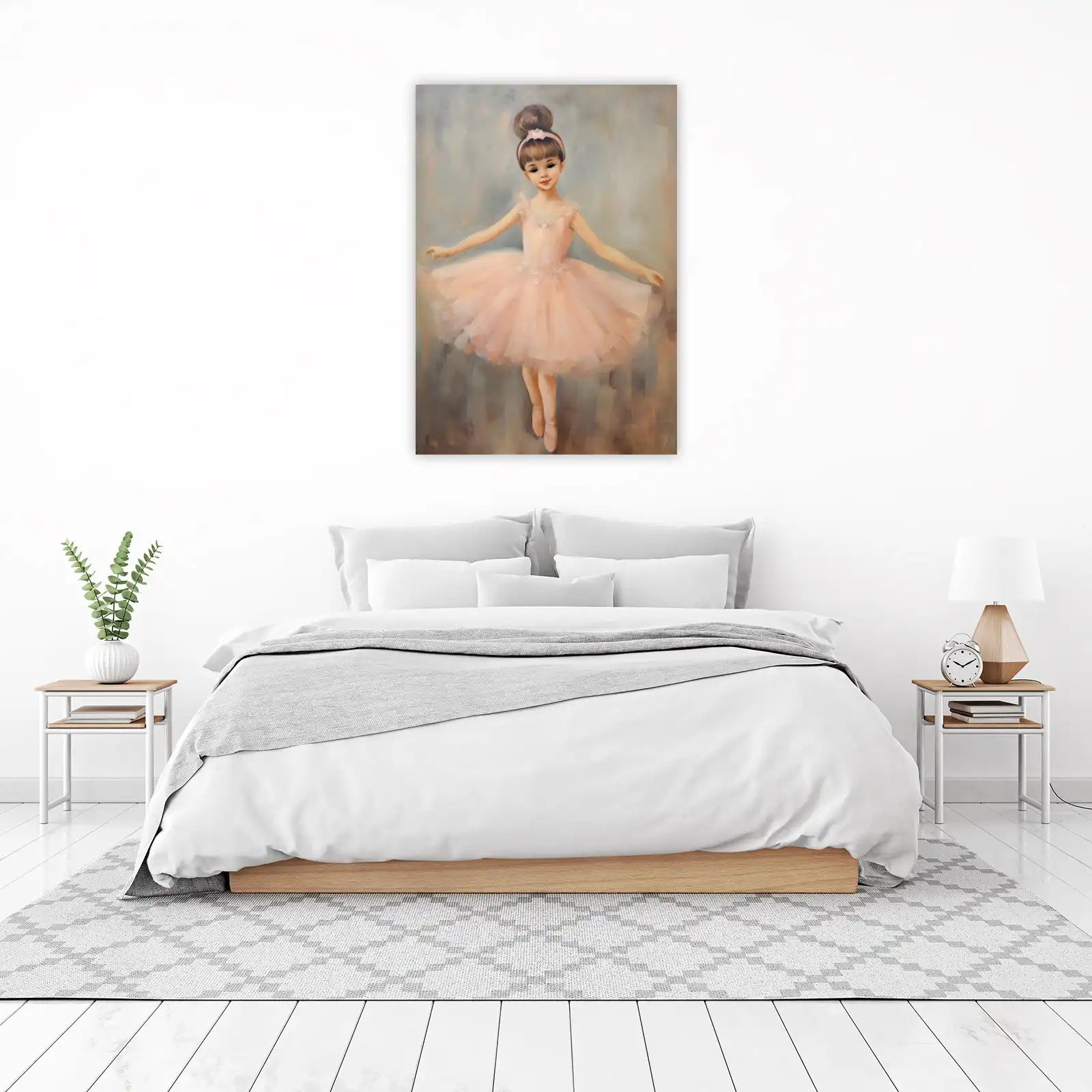 Enchanting Ballerina Girl Peach Tutu Wall Art