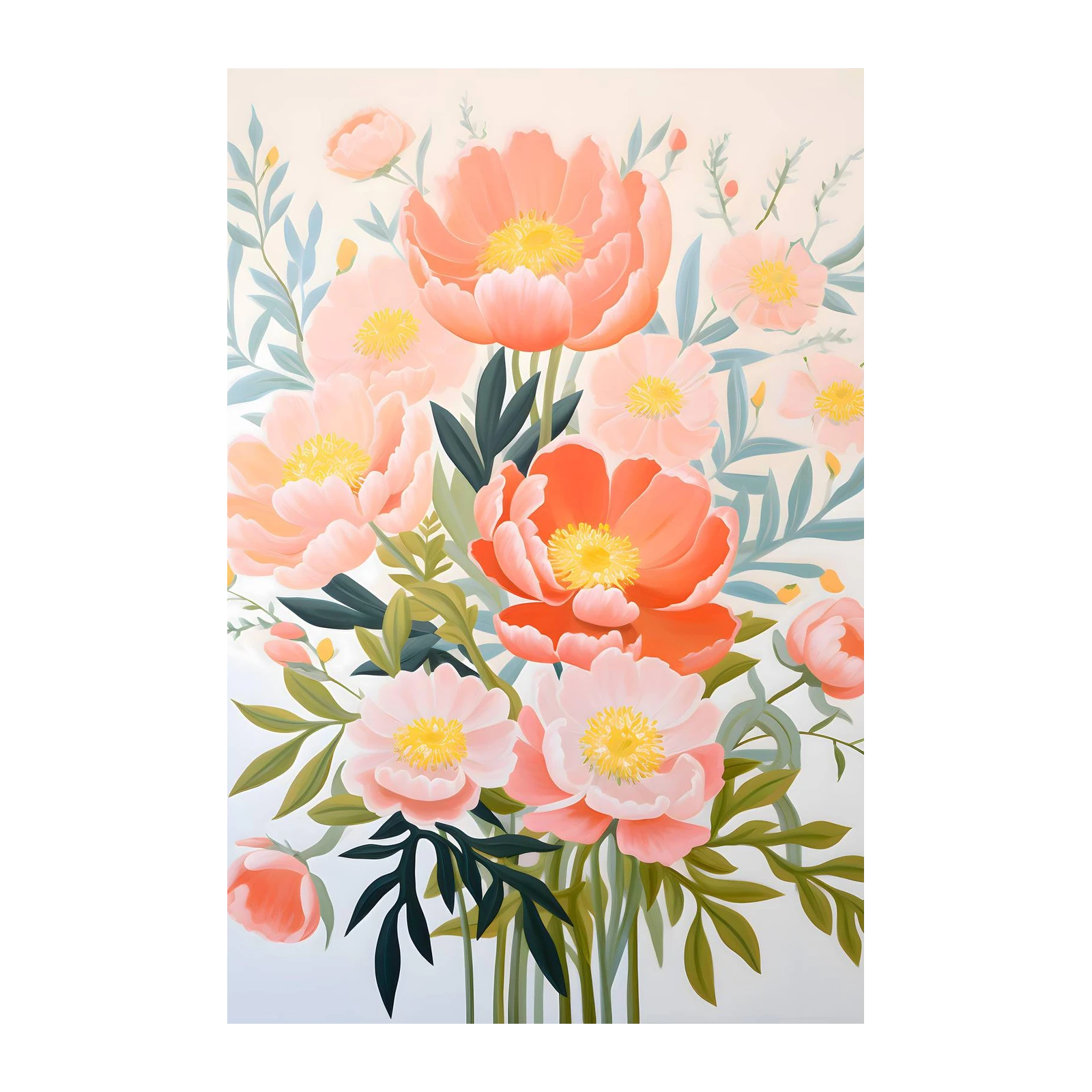 Peachy Blooms Floral Wall Art Wall Art