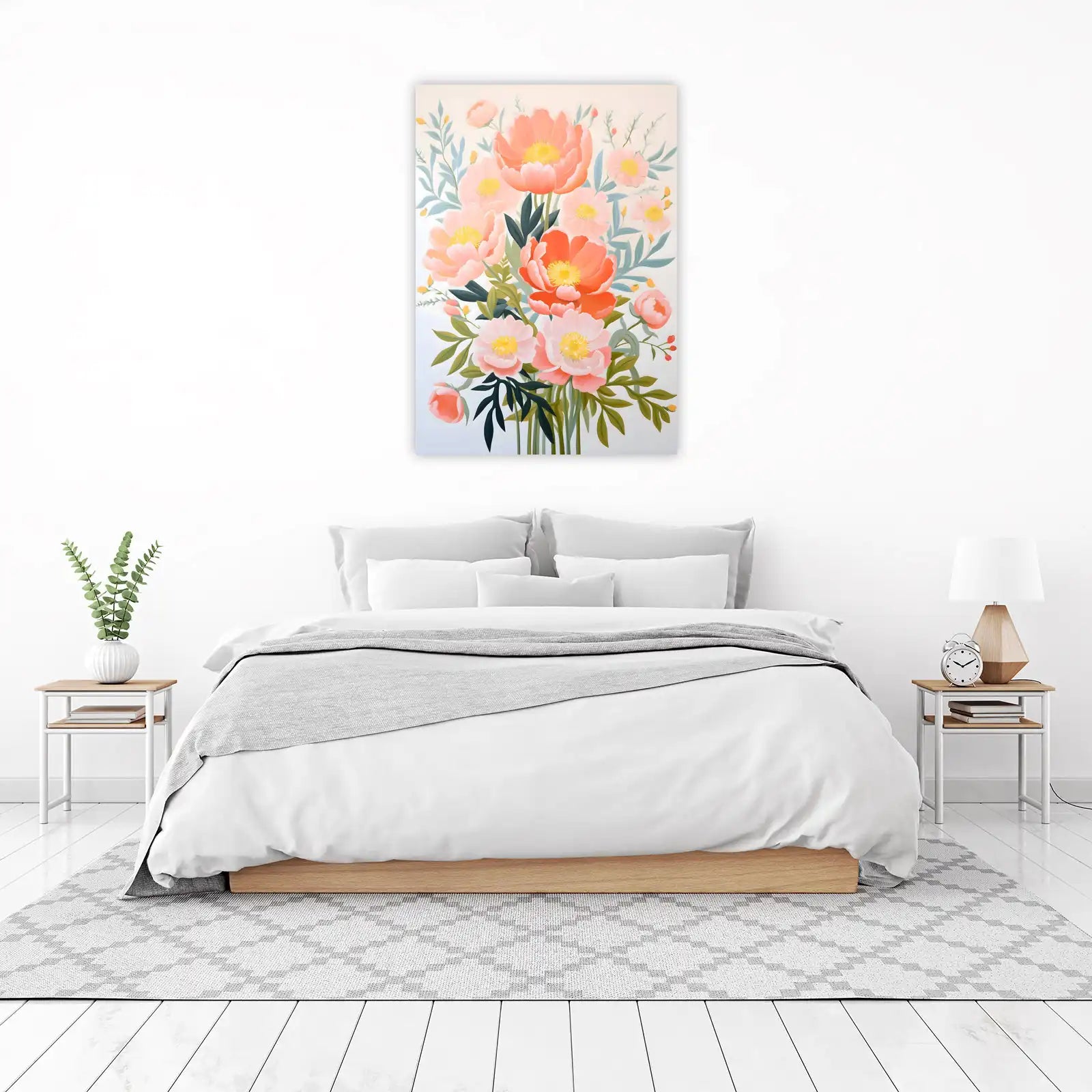 Peachy Blooms Floral Wall Art Wall Art