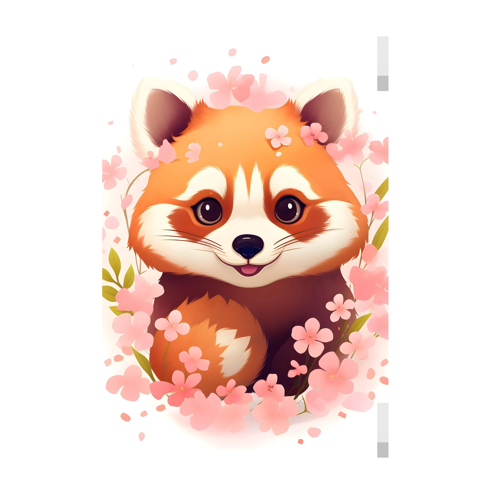 Adorable Red Panda Cherry Blossom Wall Art