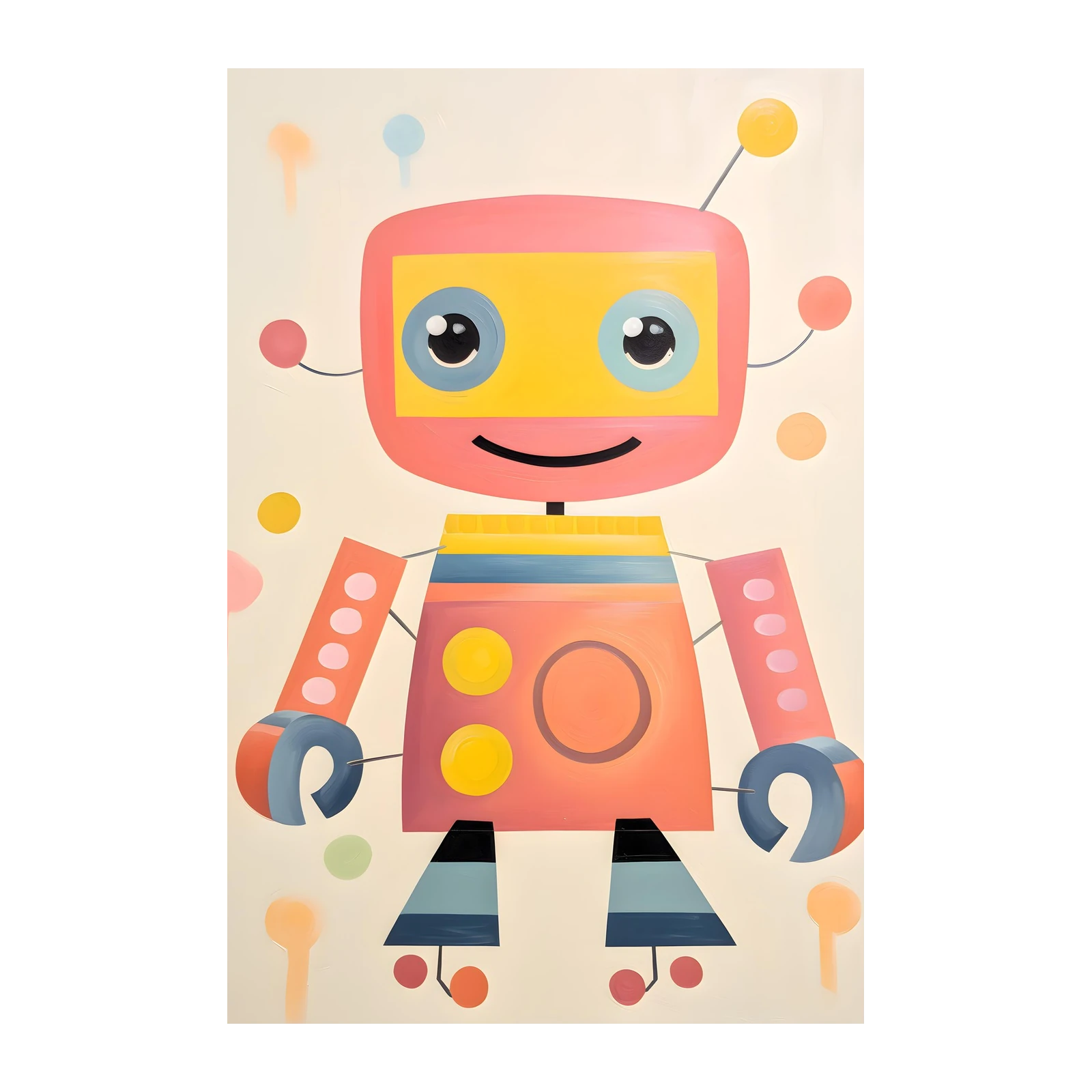 Cute Robot Art Kids Wall Art