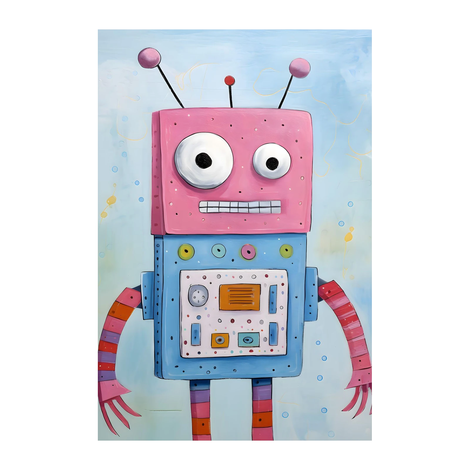 Whimsical Robot Playful Art Wall Art