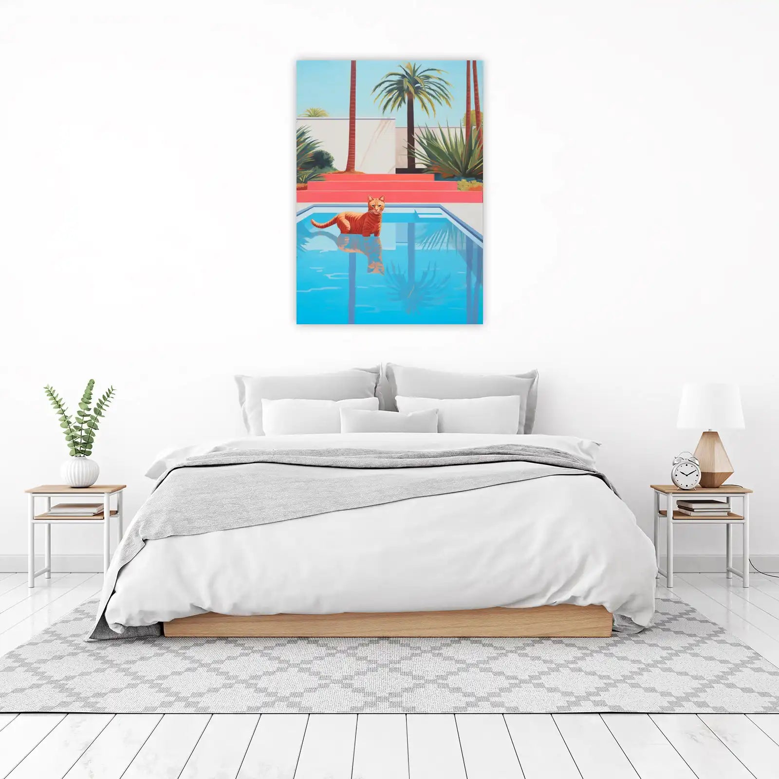 Retro Poolside Orange Cat Wall Art