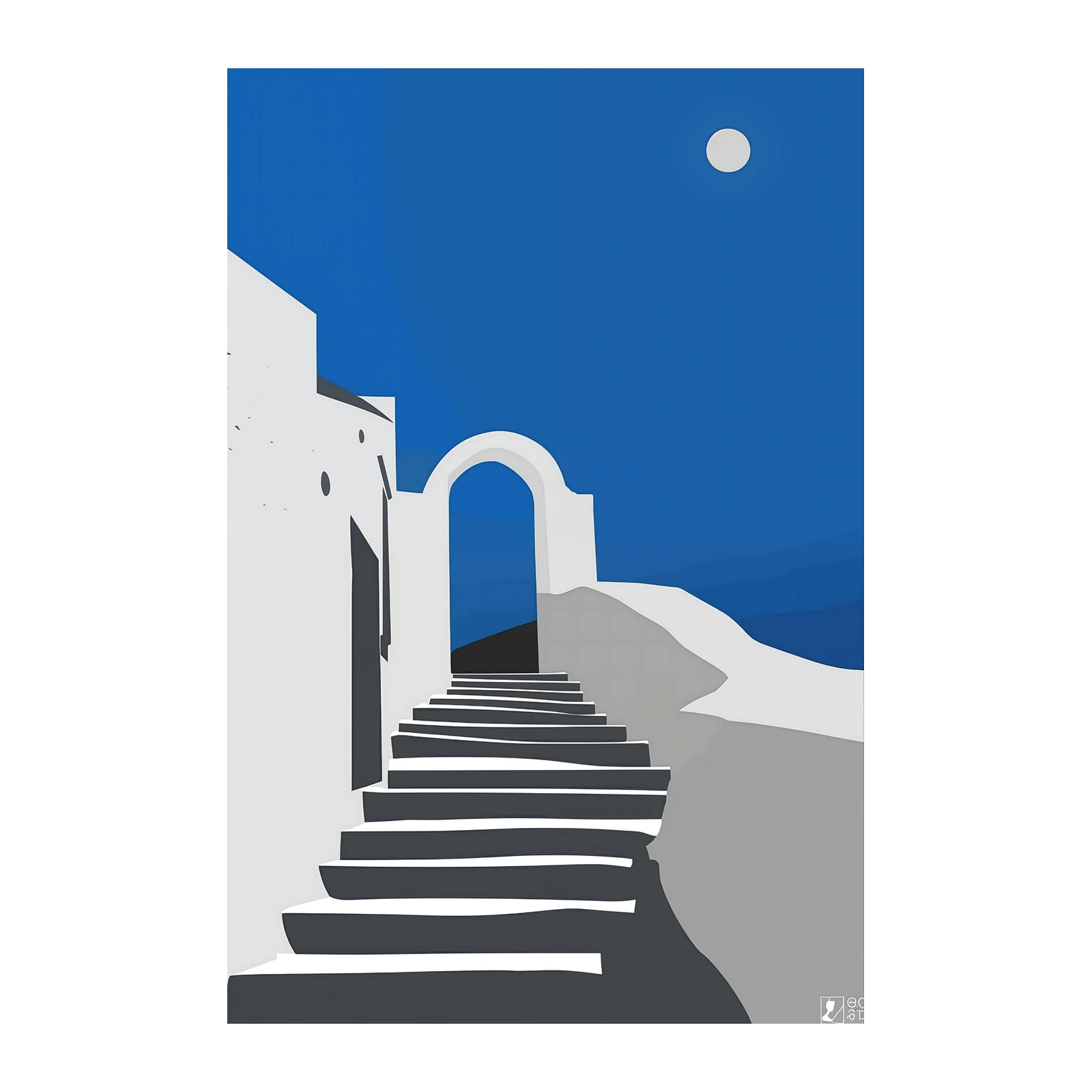Minimalist Santorini Stairs Wall Art