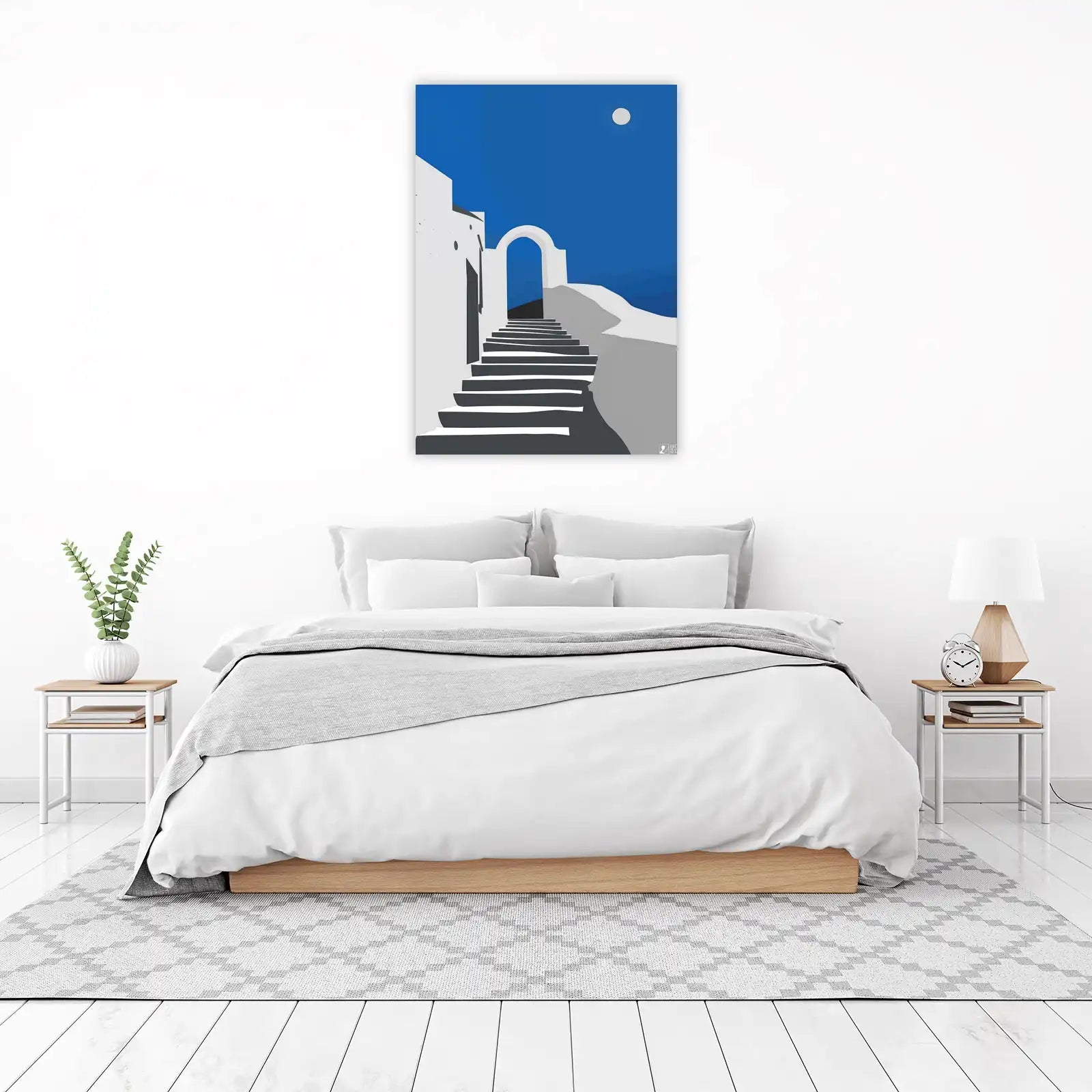 Minimalist Santorini Stairs Wall Art