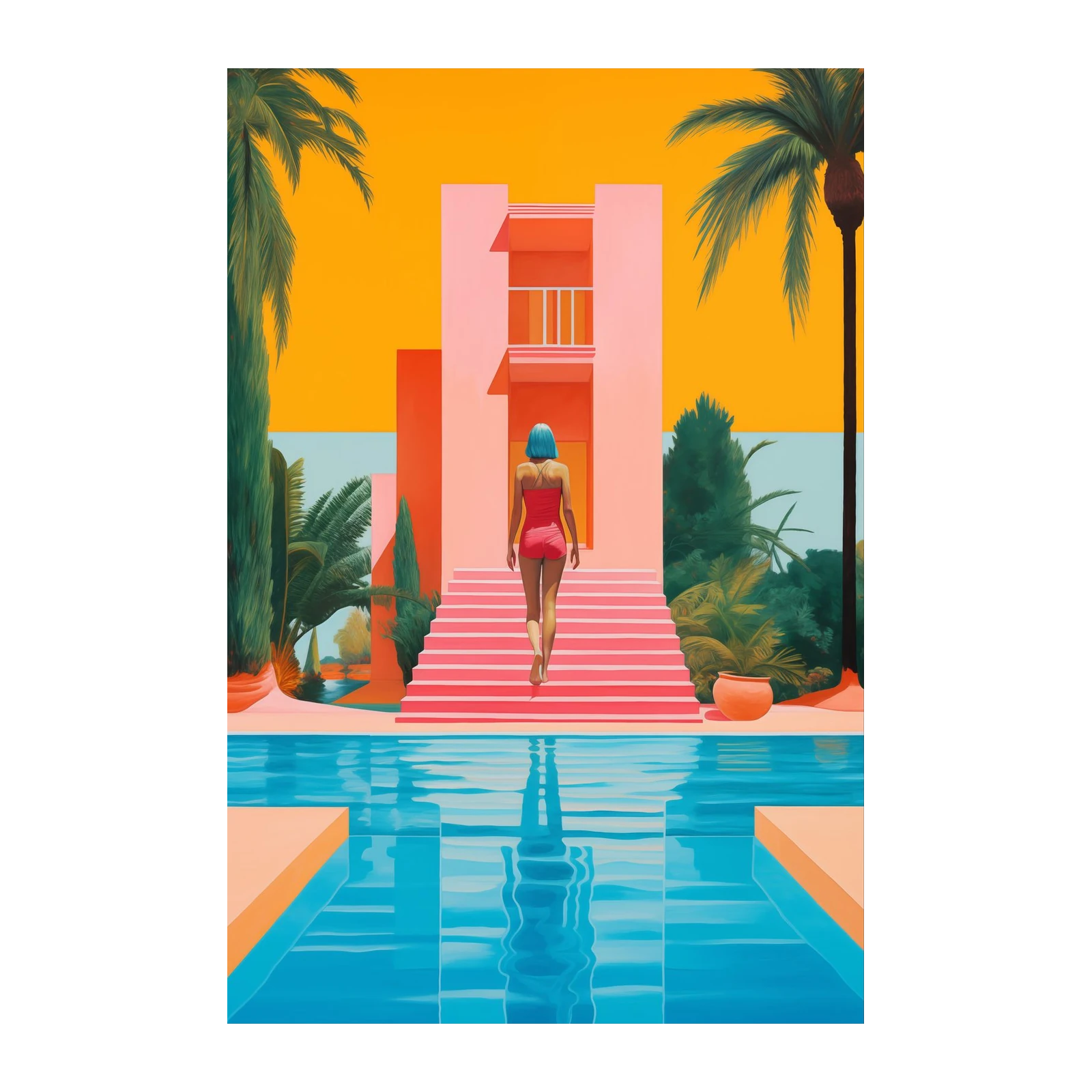 Retro Riviera Poolside Escape Wall Art