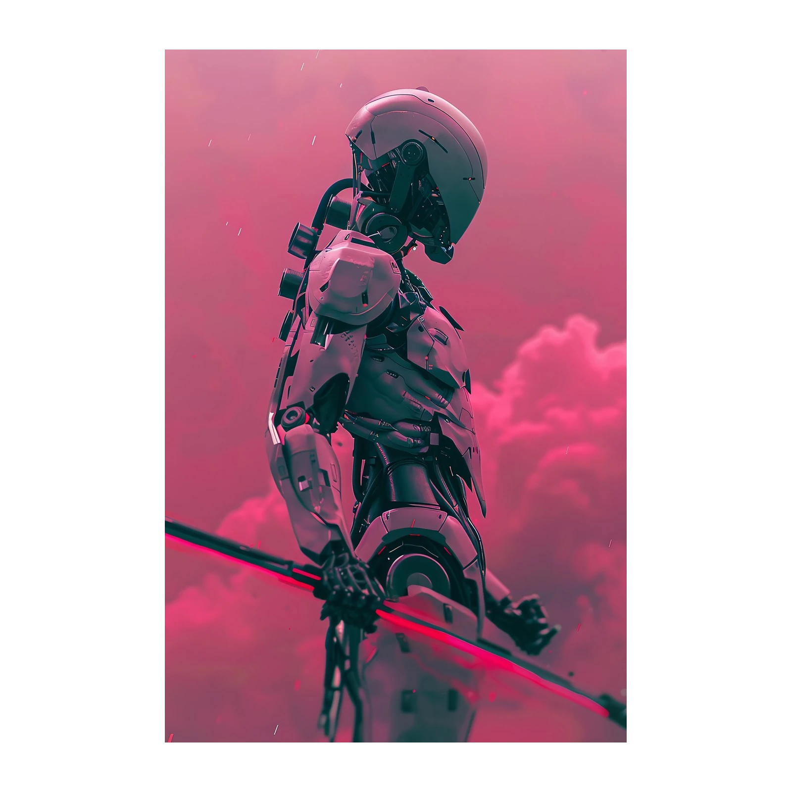 Cyberpunk Warrior Sci-Fi Robot Wall Art